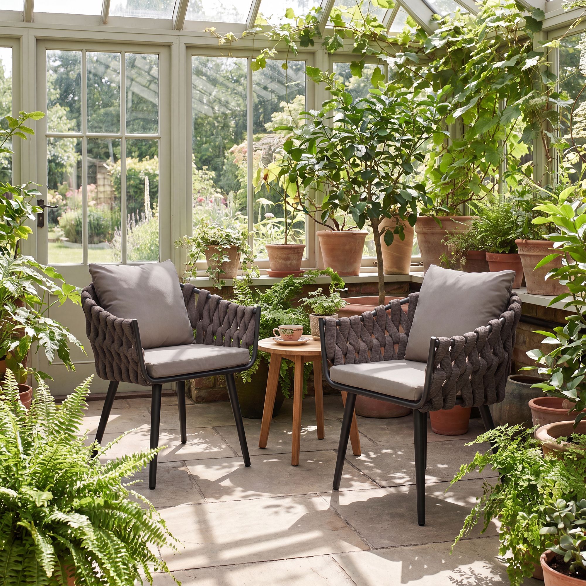 Sillon de jardin Naxos taupe con cojin de asiento