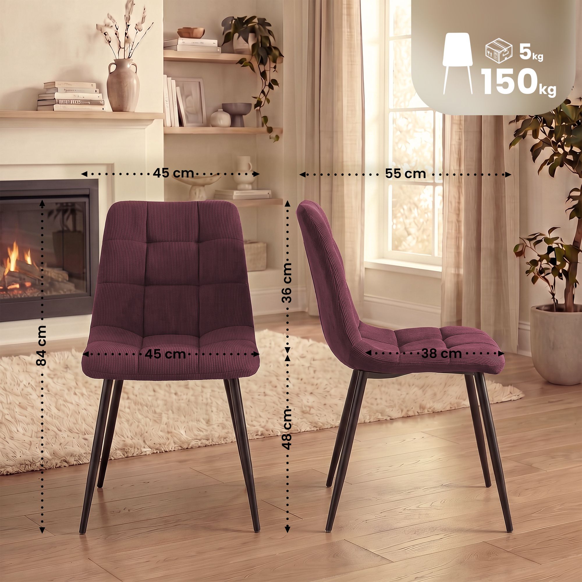 Set de 2 sillas de comedor Tilde