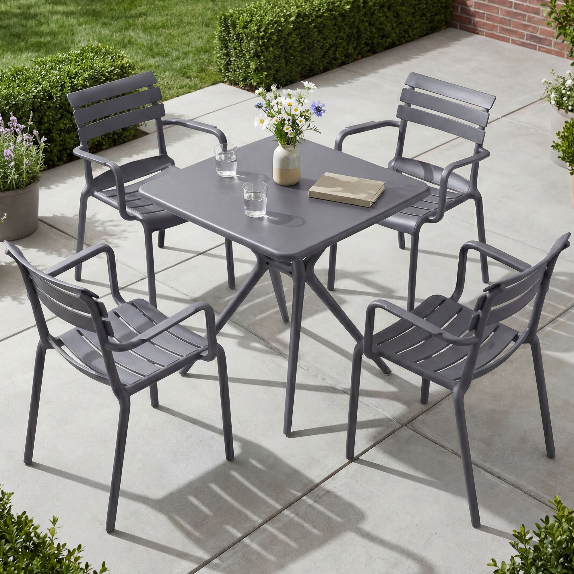 Conjunto de Muebles de Jardín Avena con 4 Sillas