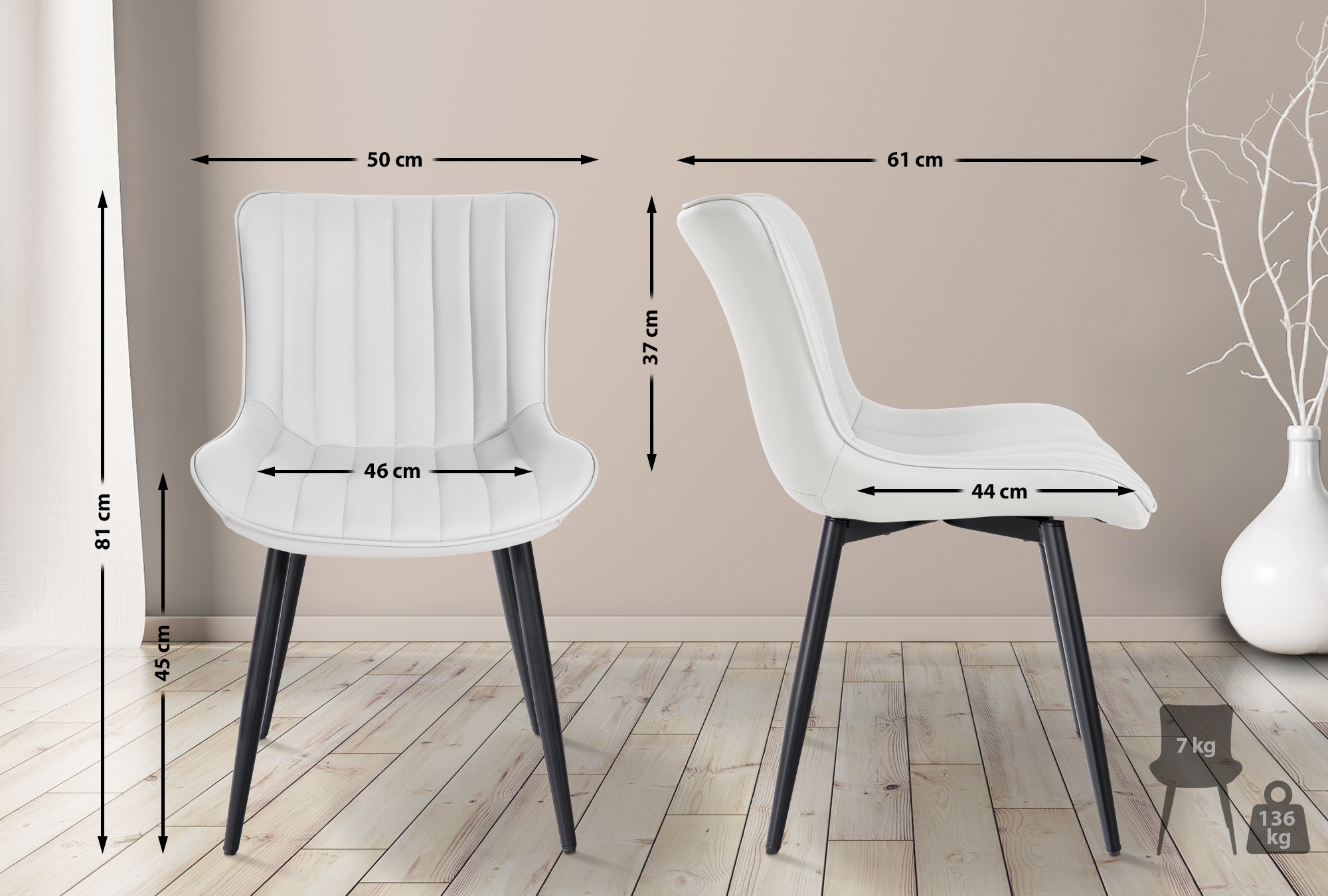 Silla de comedor Largo en terciopelo o polipiel