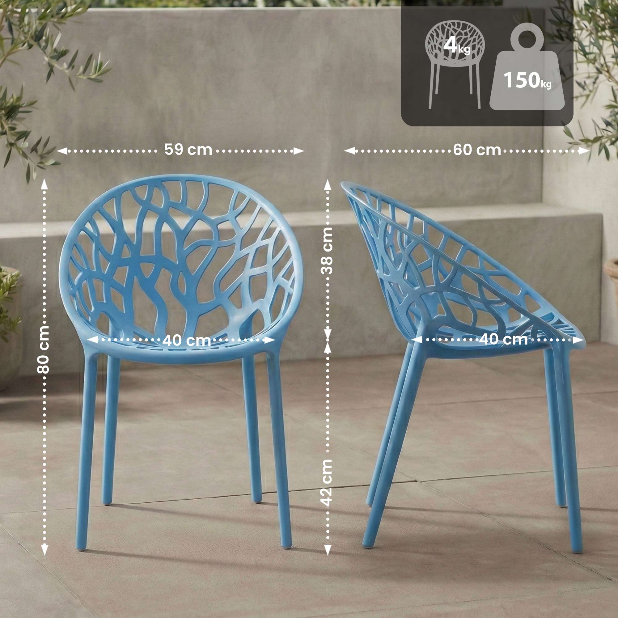 Juego de 2 Sillas de Jardín Hope