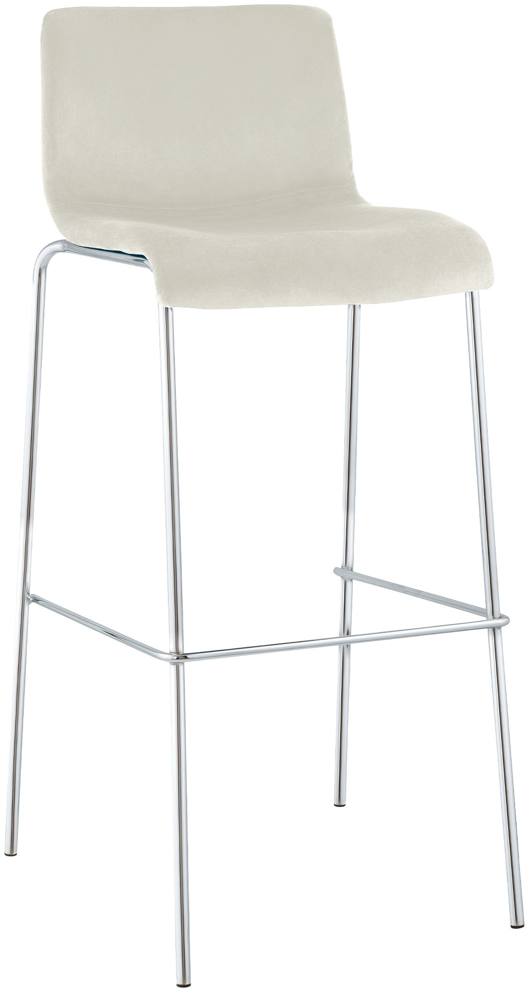 Taburete de barra Hover tapizado en terciopelo con estructura de cuatro patas cromada