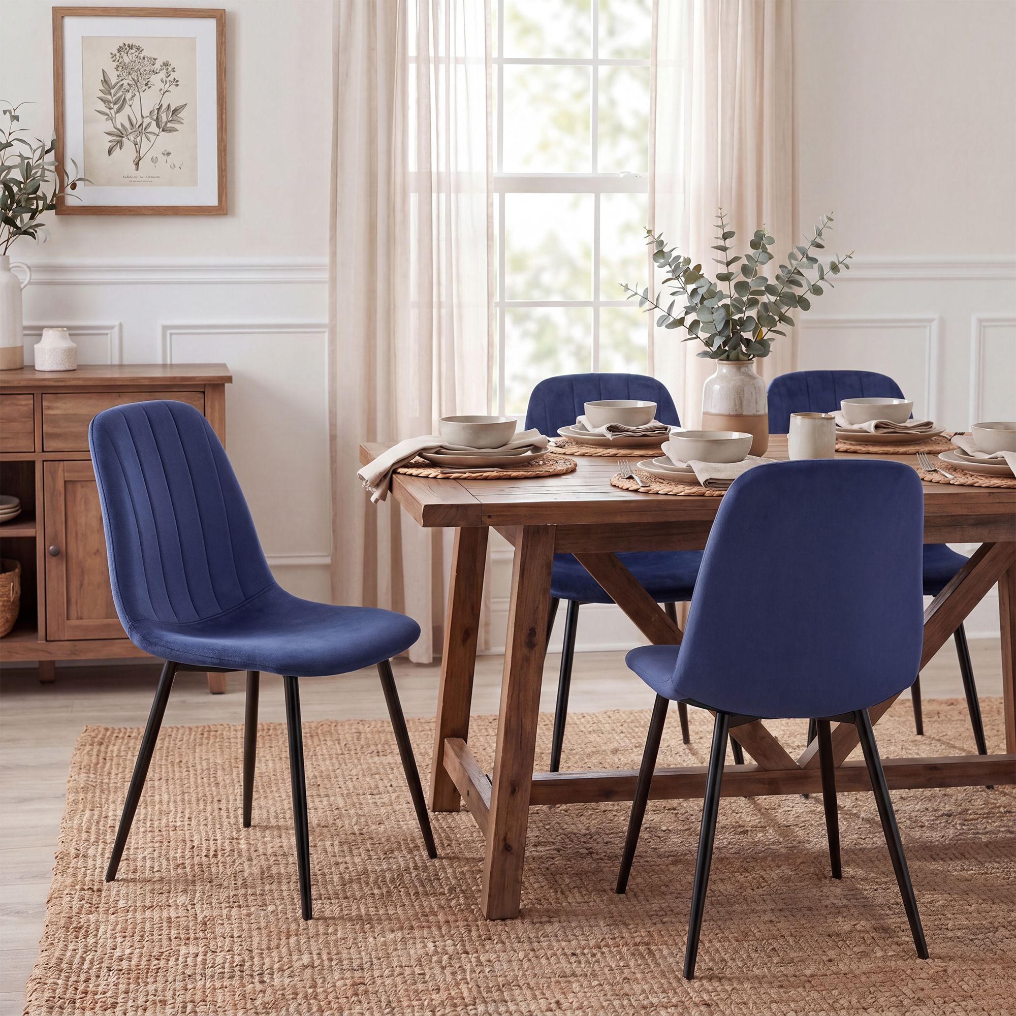 Silla de comedor Baxter de terciopelo