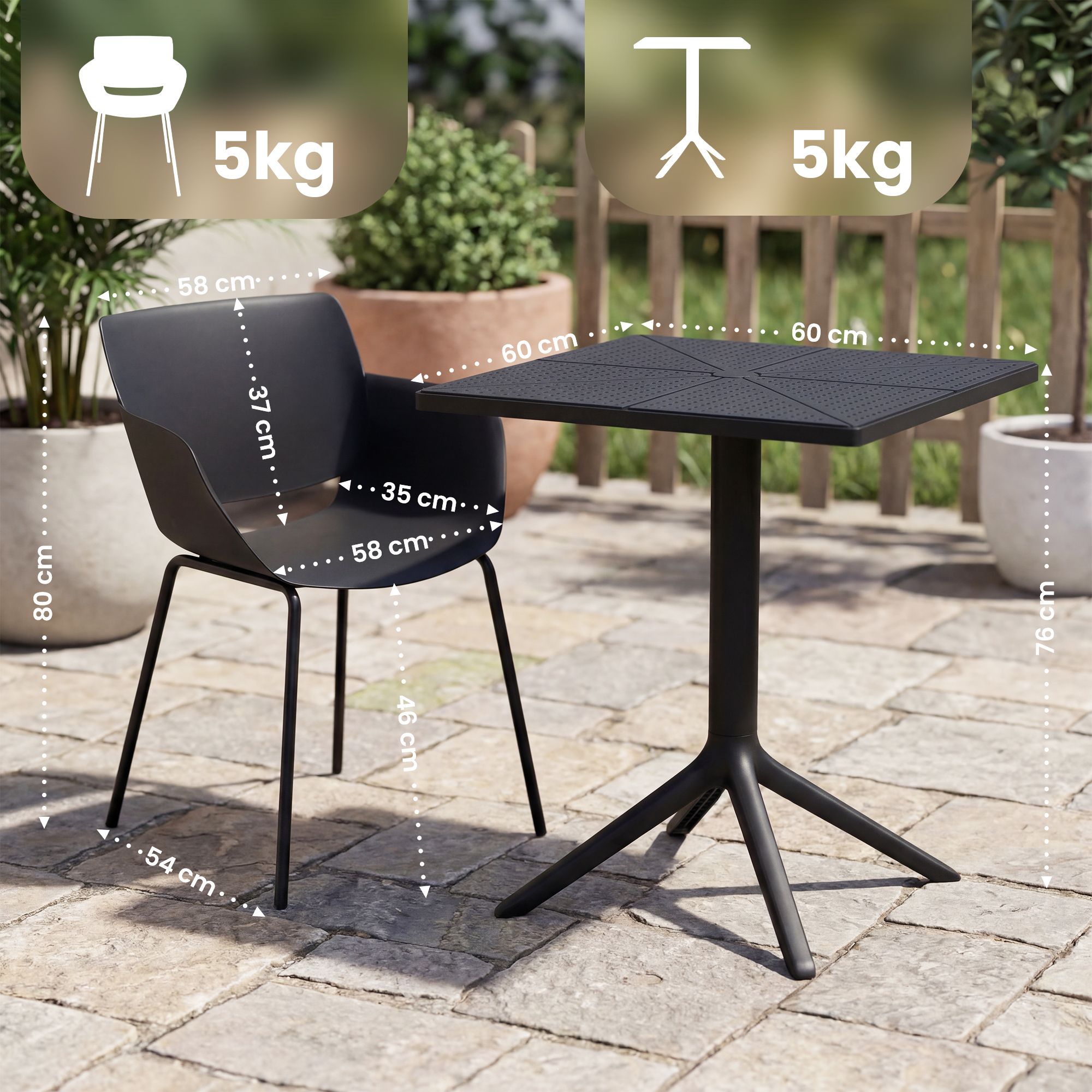 Conjunto de muebles de jardin Norva con 2 sillas