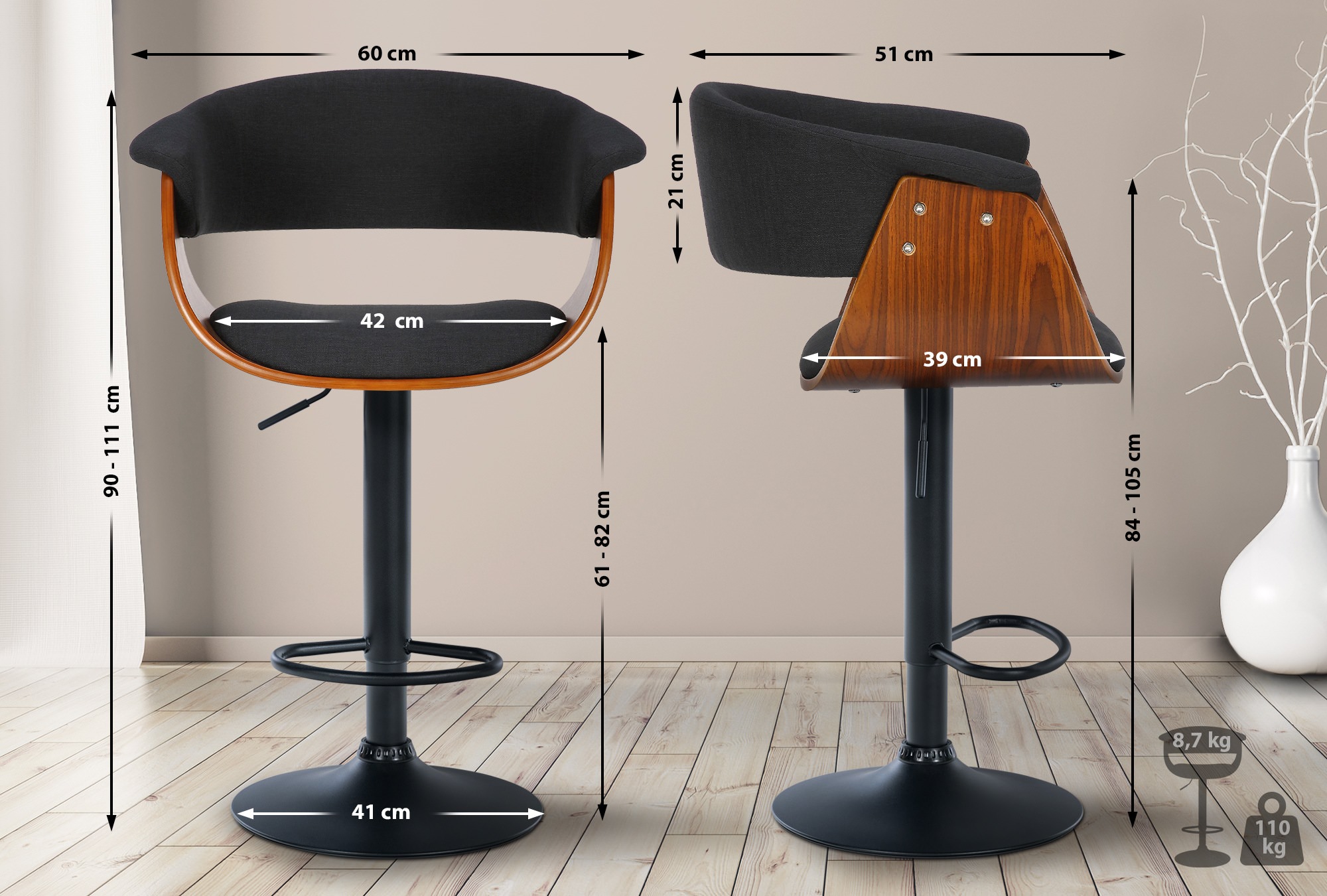 Set de 2 Taburetes de bar Vestal