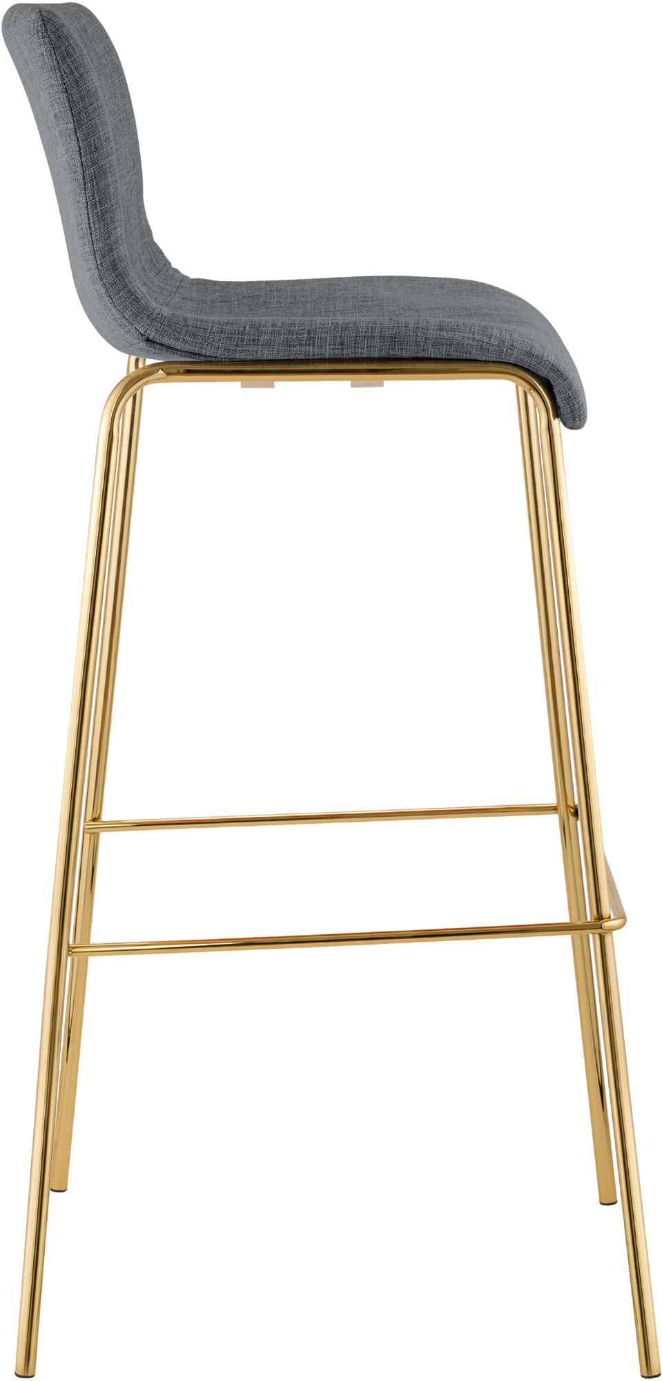 Set de 2 Taburetes de Bar Hover de Tela con Estructura de Cuatro Patas Dorada