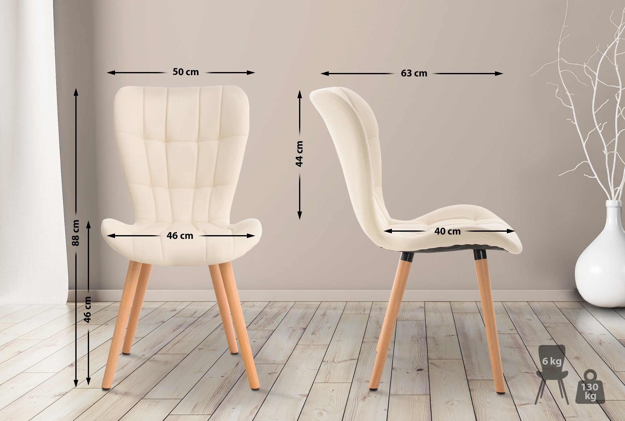 Silla de Comedor Elda Tapizada en Cuero Sintético