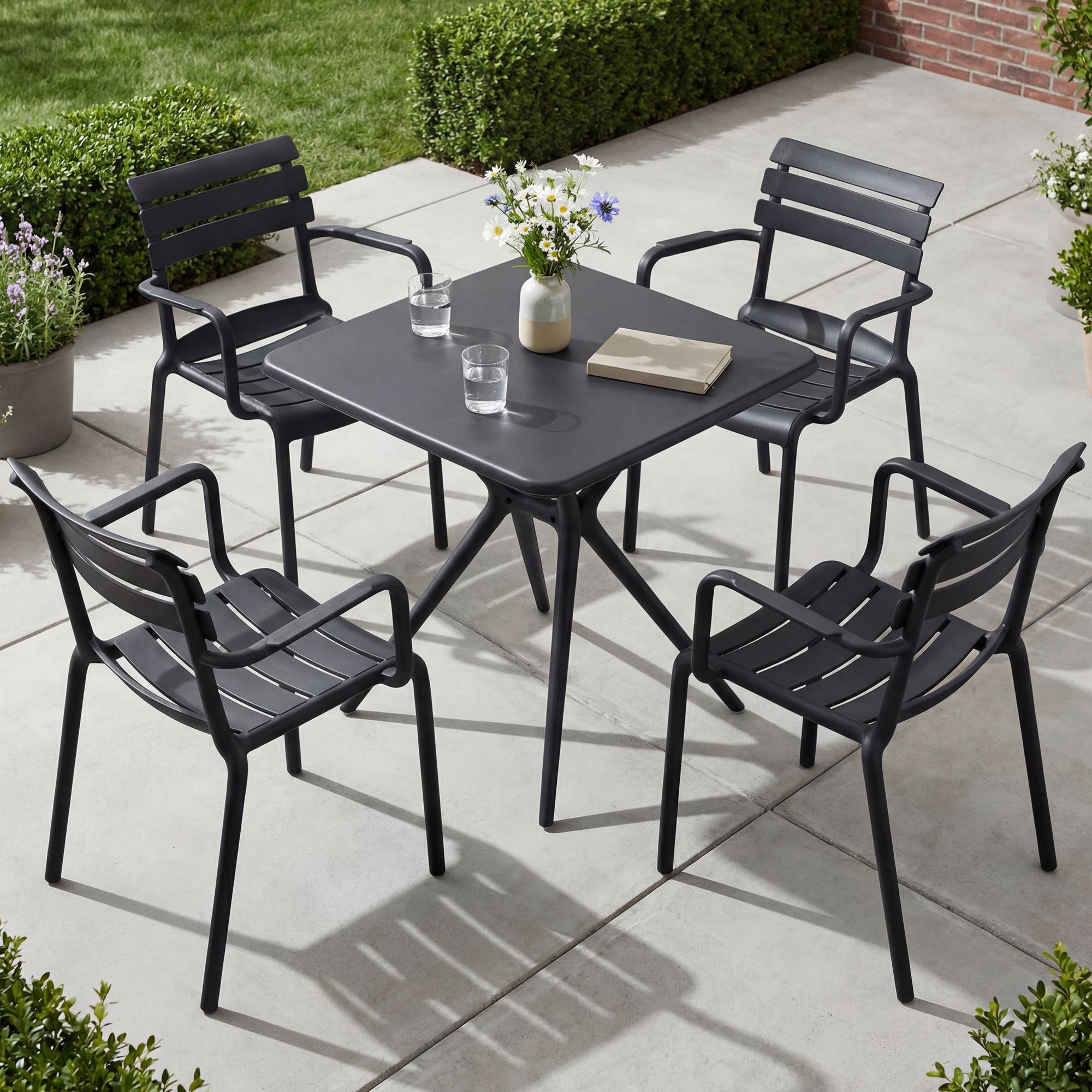 Conjunto de Muebles de Jardín Avena con 4 Sillas