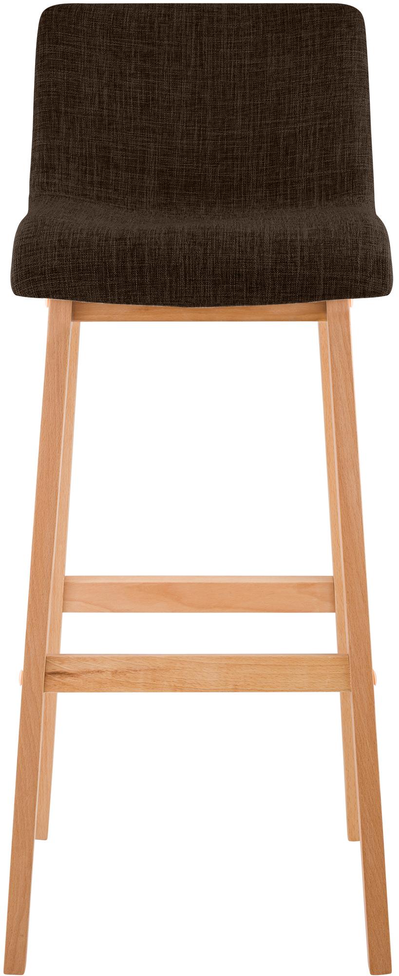 Juego de 2 taburetes de bar Hover, asiento de tela, patas de madera de haya natural