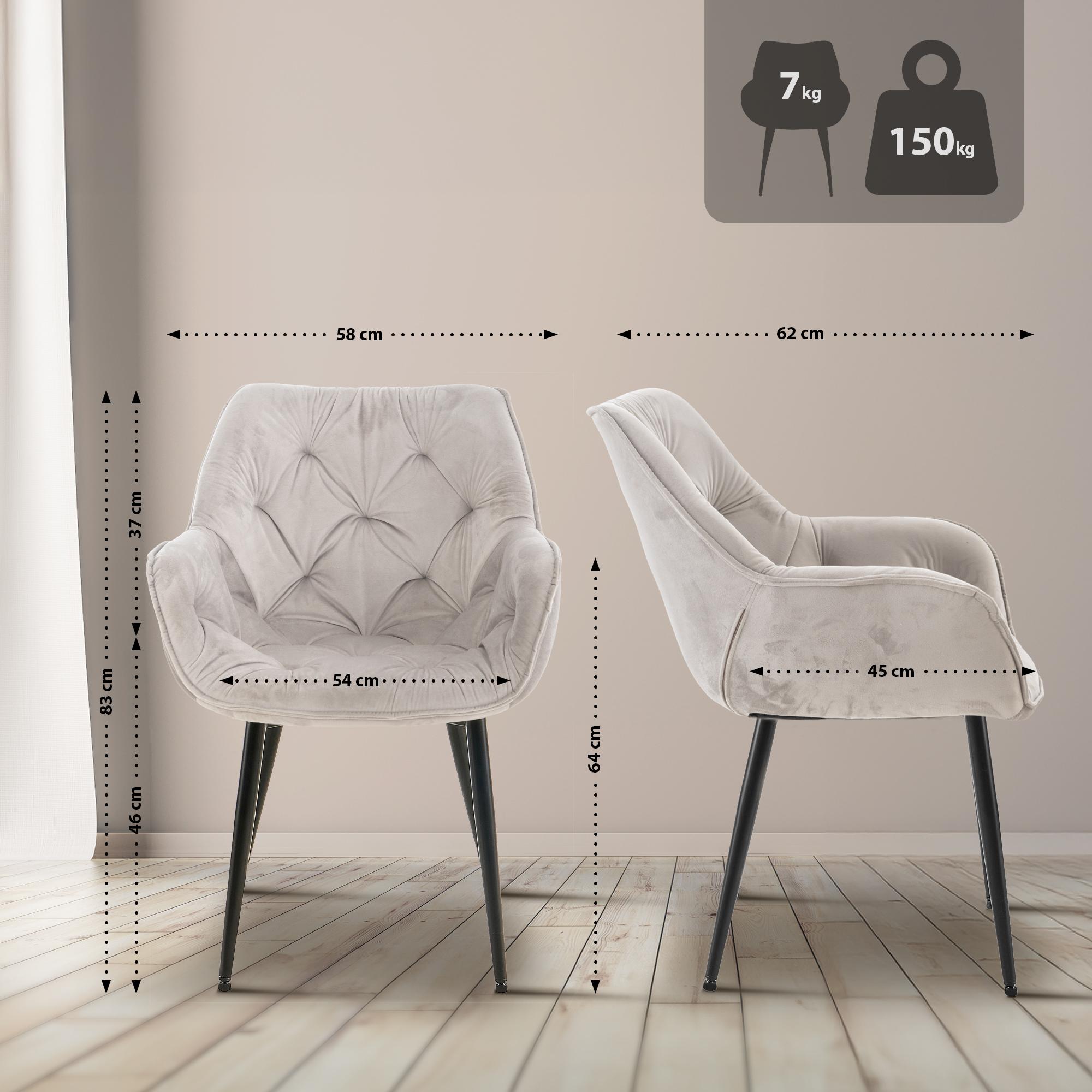 Set de 2 Sillas de comedor Tanna en terciopelo