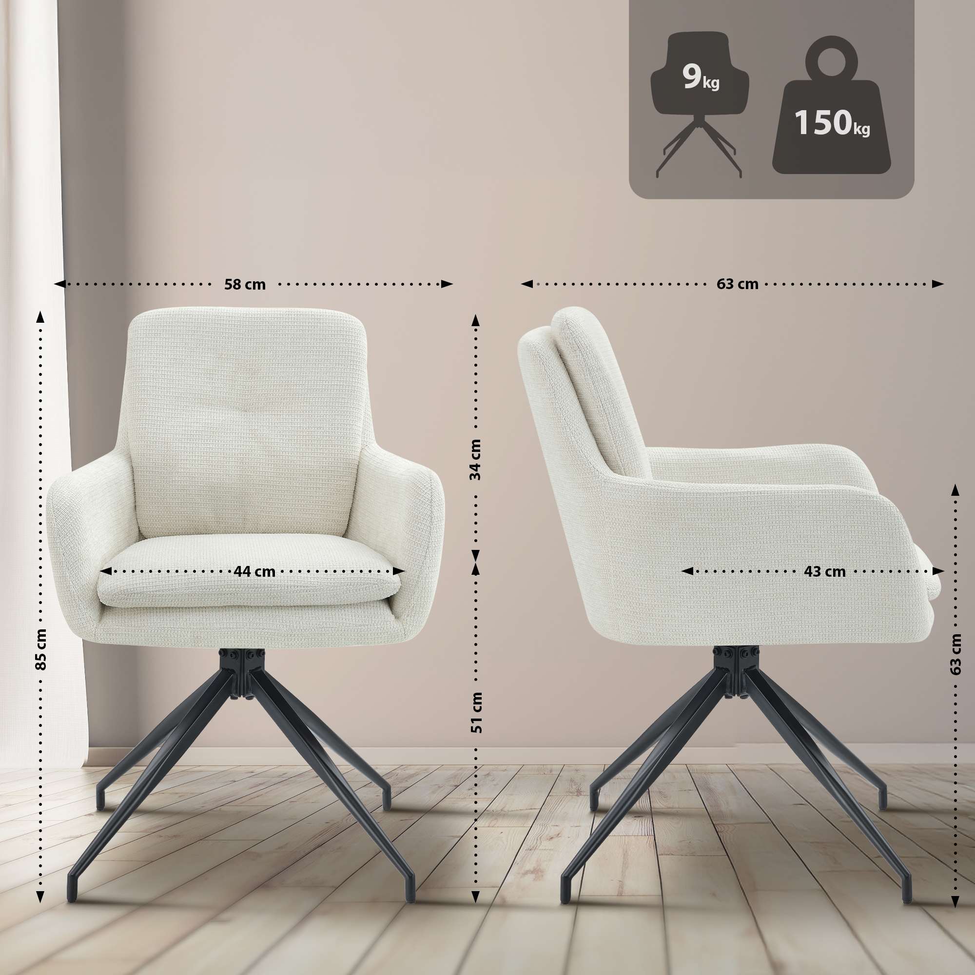 Silla de comedor Pickett tela