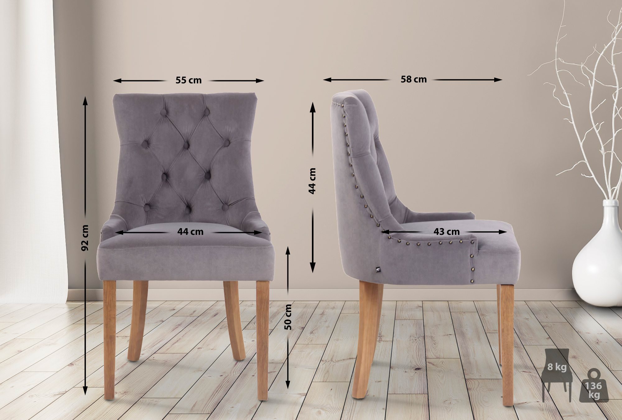 Silla De Comedor Aberdeen En Terciopelo