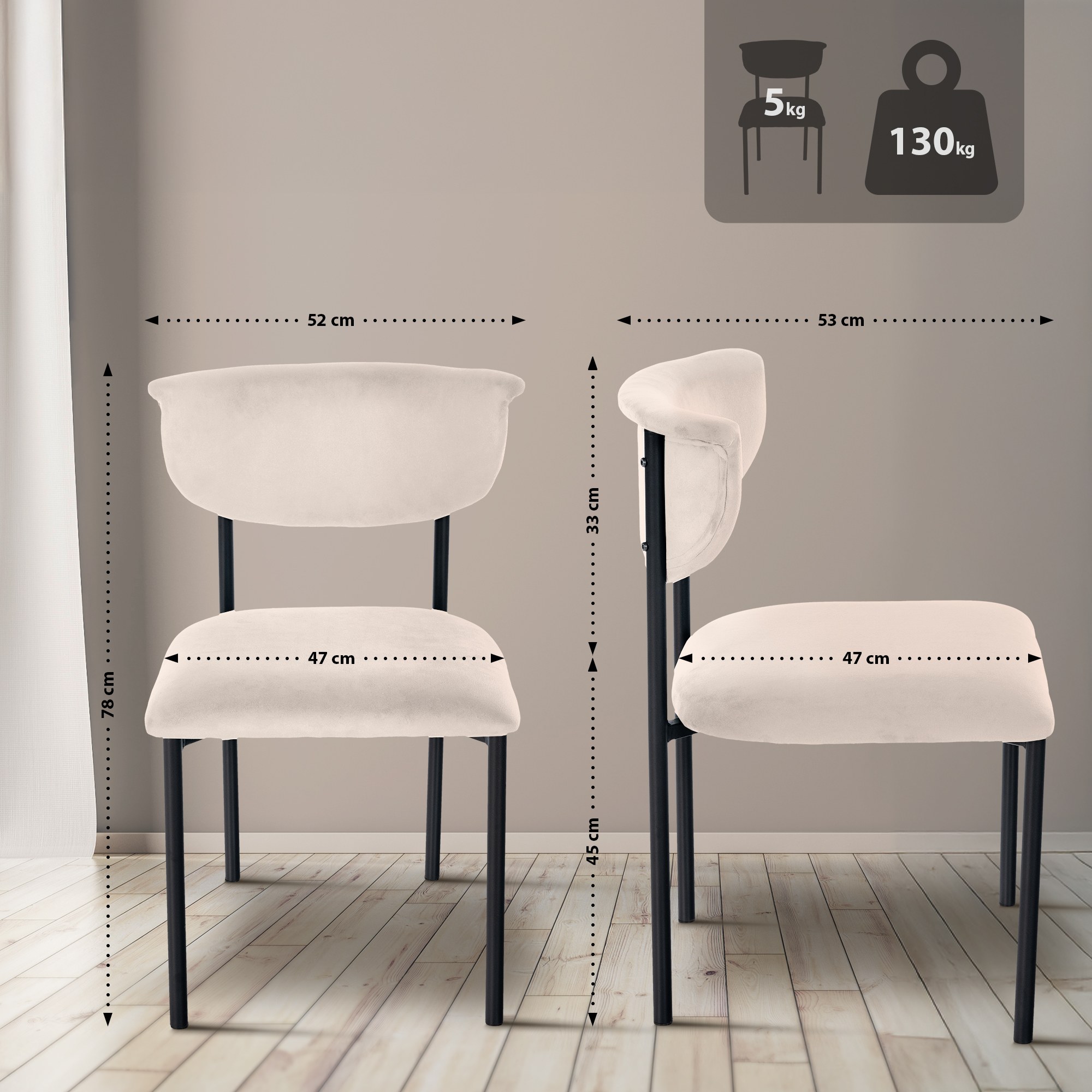Juego de 2 sillas de comedor Gambell terciopelo