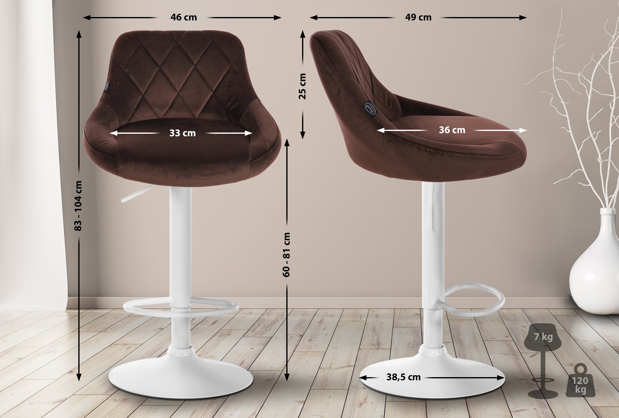 Set de 2 Taburetes Lazio en terciopelo