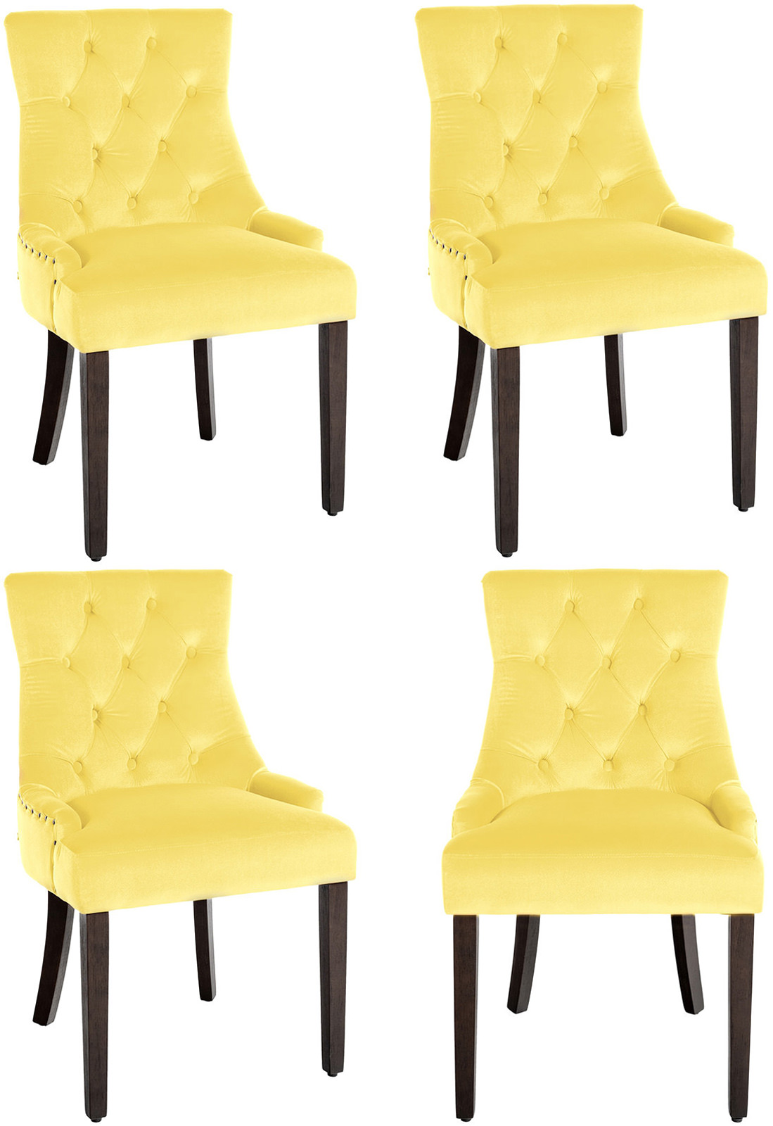 Juego de 4 sillas de comedor Aberdeen en terciopelo