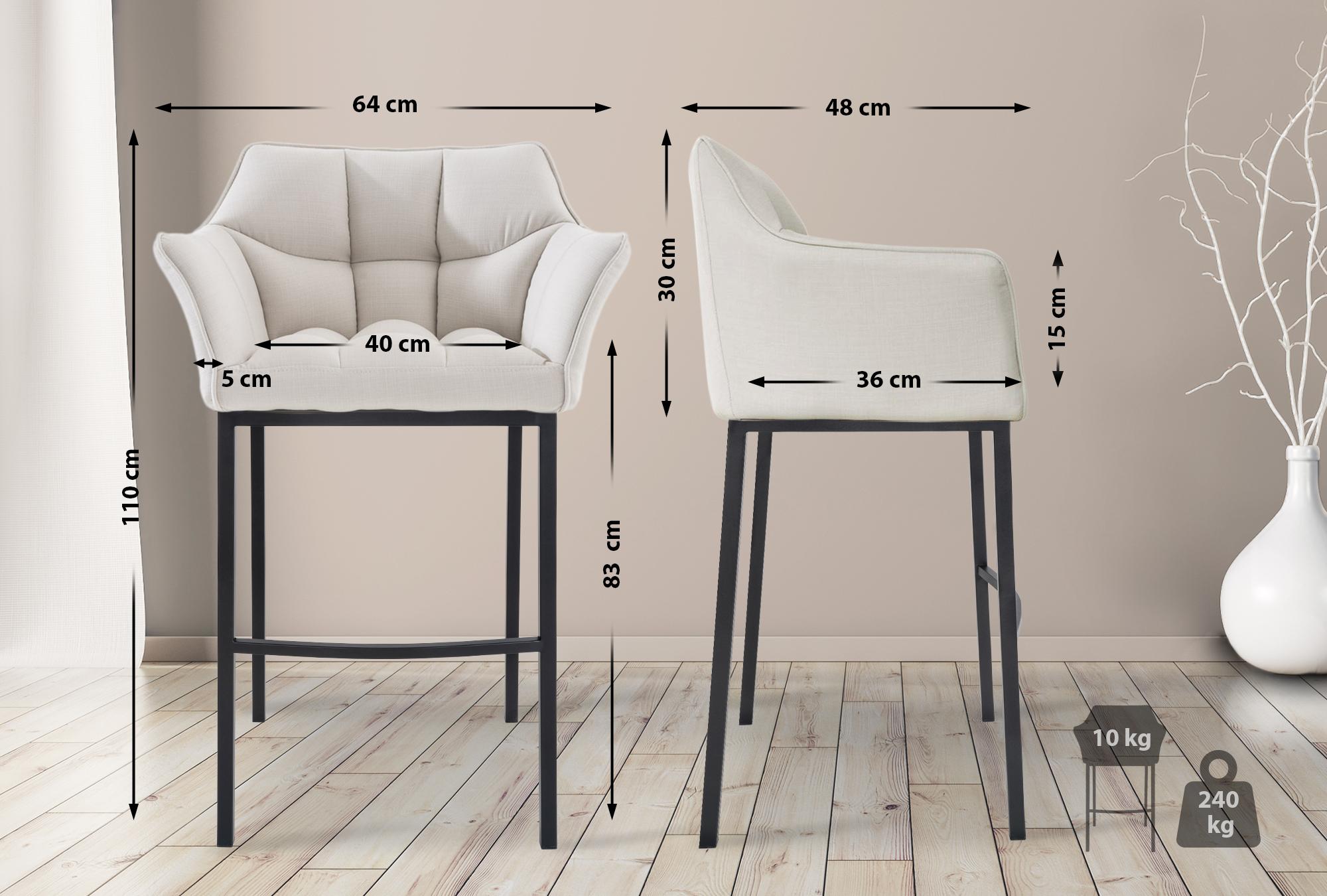 Taburete de Bar Damaso Tela con Base de Cuatro Patas