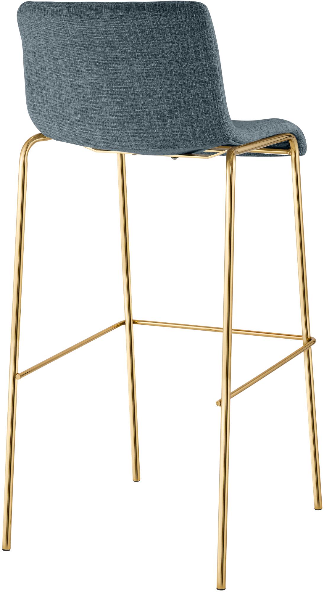 Set de 2 Taburetes de Bar Hover de Tela con Estructura de Cuatro Patas Dorada