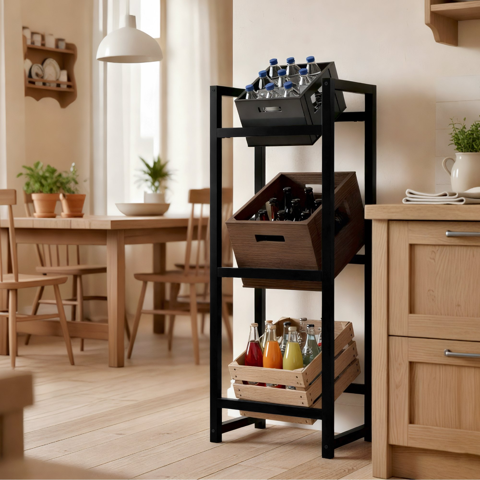 Soporte para cajas de bebidas apilables