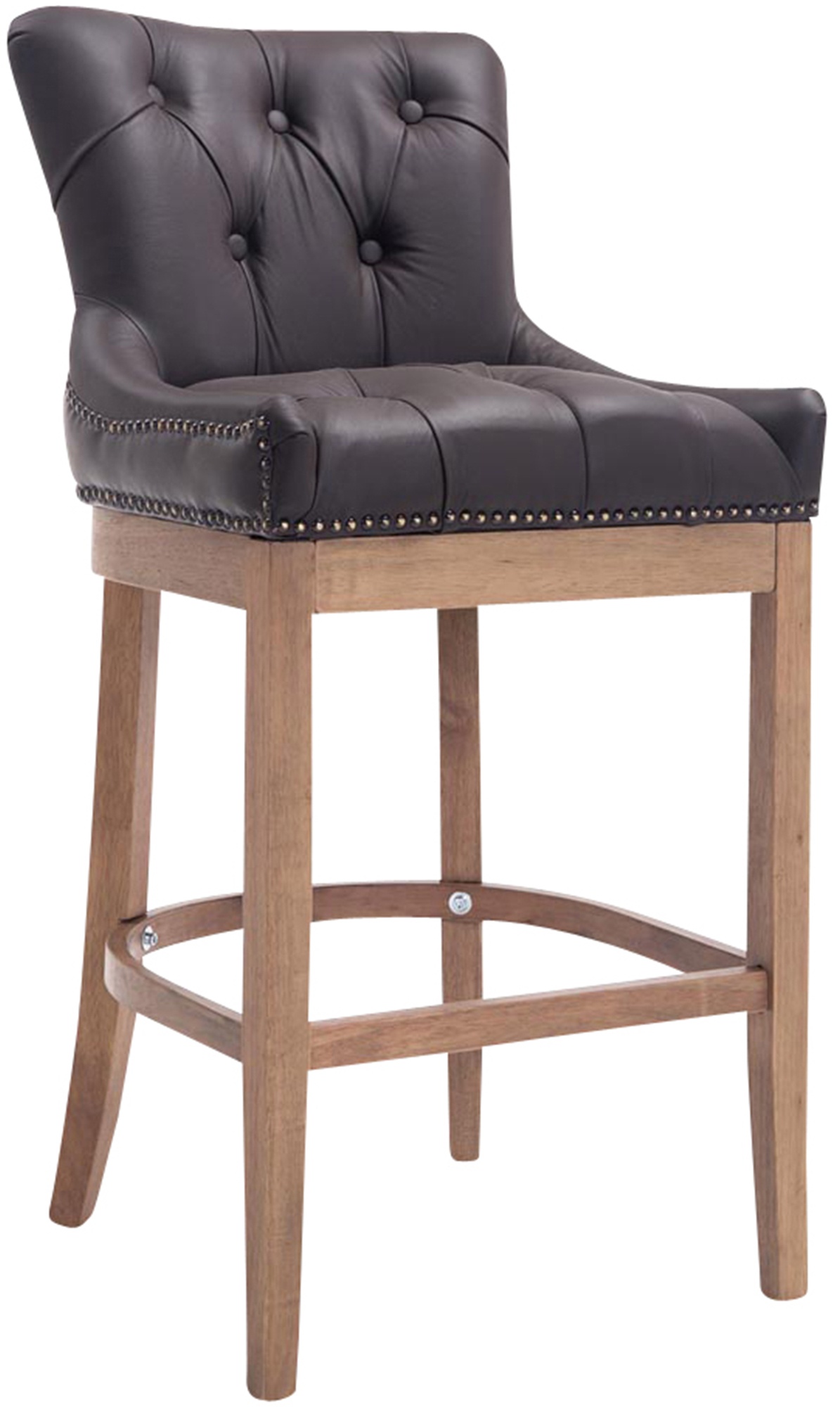 Taburete Lakewood Cuero Aútentico & Madera Clara