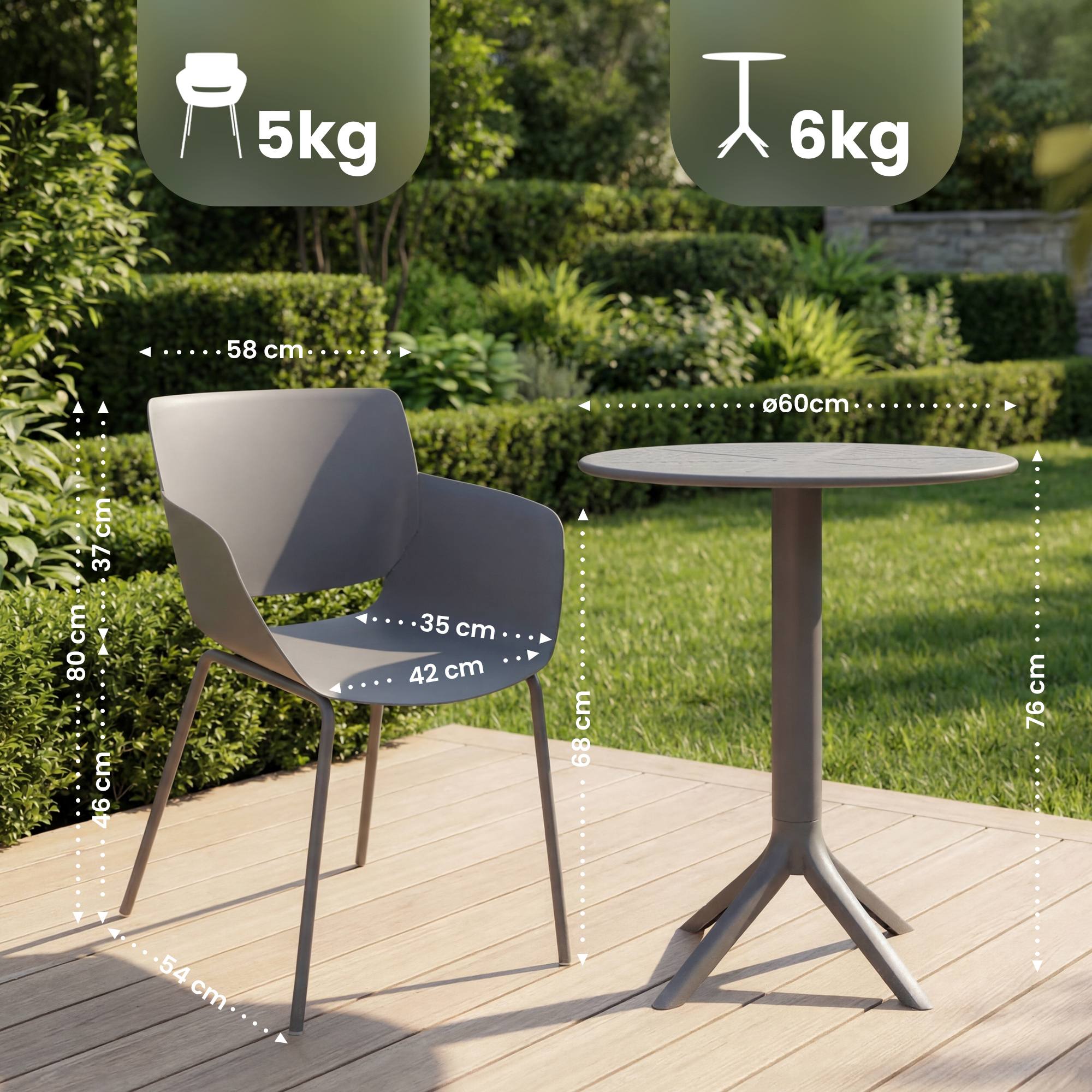 Set de Muebles de Jardín Siora con 2 Sillas para Balcón y Terraza