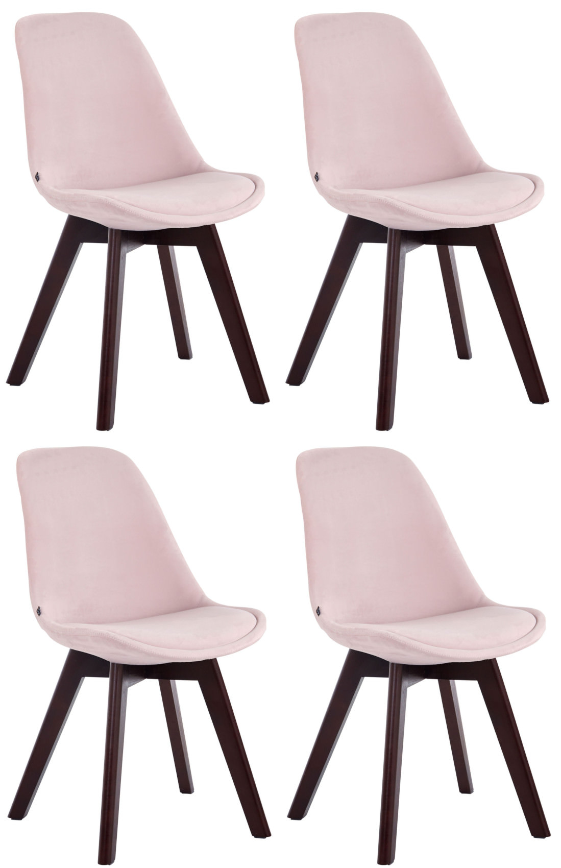Set de 4 sillas de comedor Borneo tapizadas en terciopelo