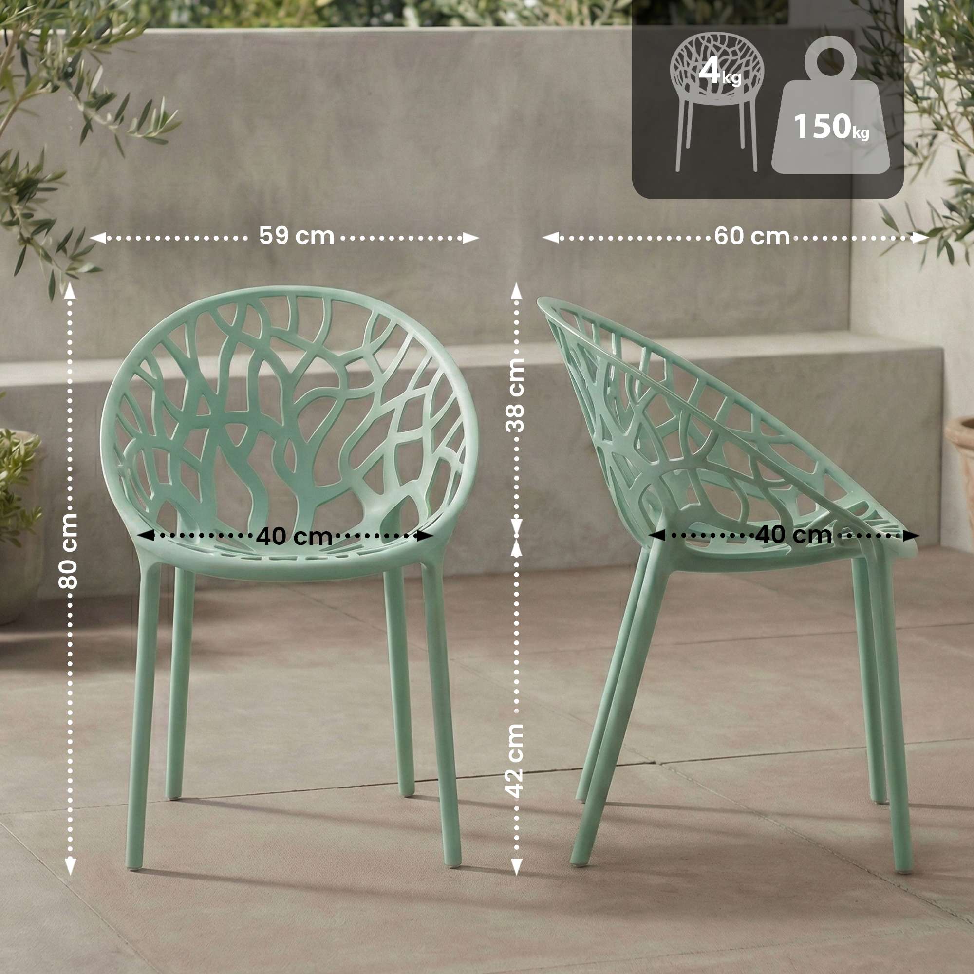 Juego de 2 Sillas de Jardín Hope