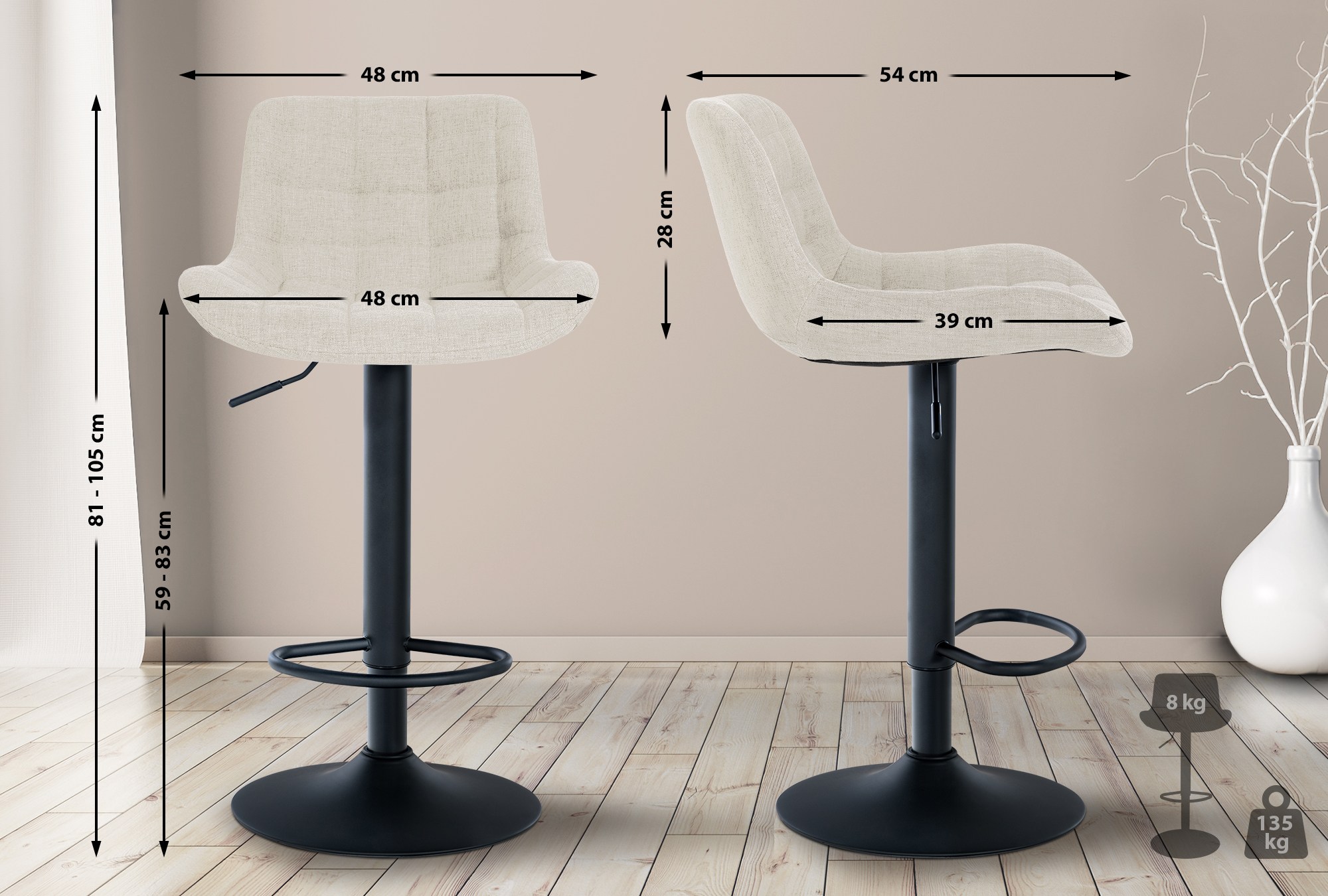 Set de 2 Taburetes de bar Tover