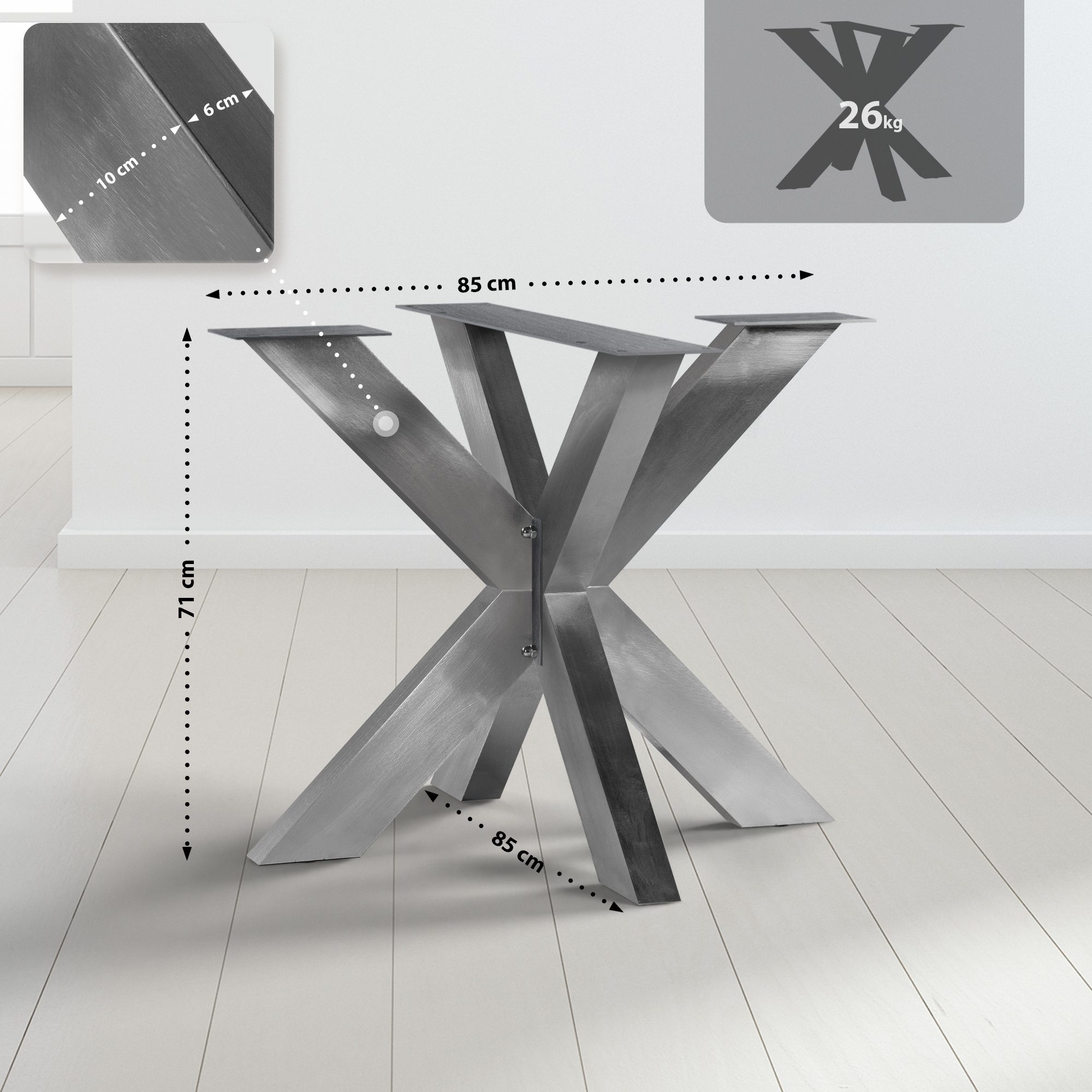 Base para mesa Duncan de acero inoxidable