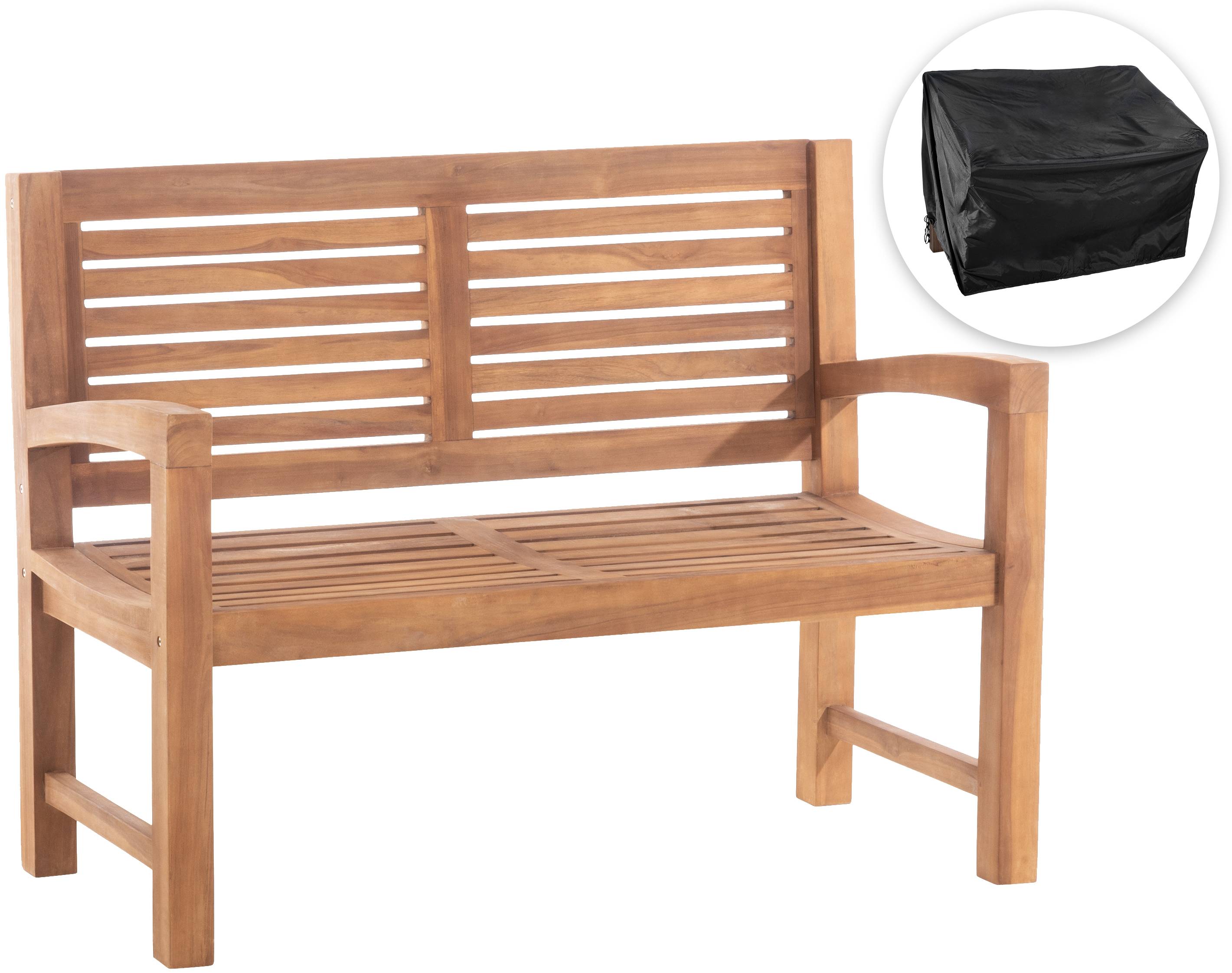 Banco de teca de 120 cm con cubierta protectora