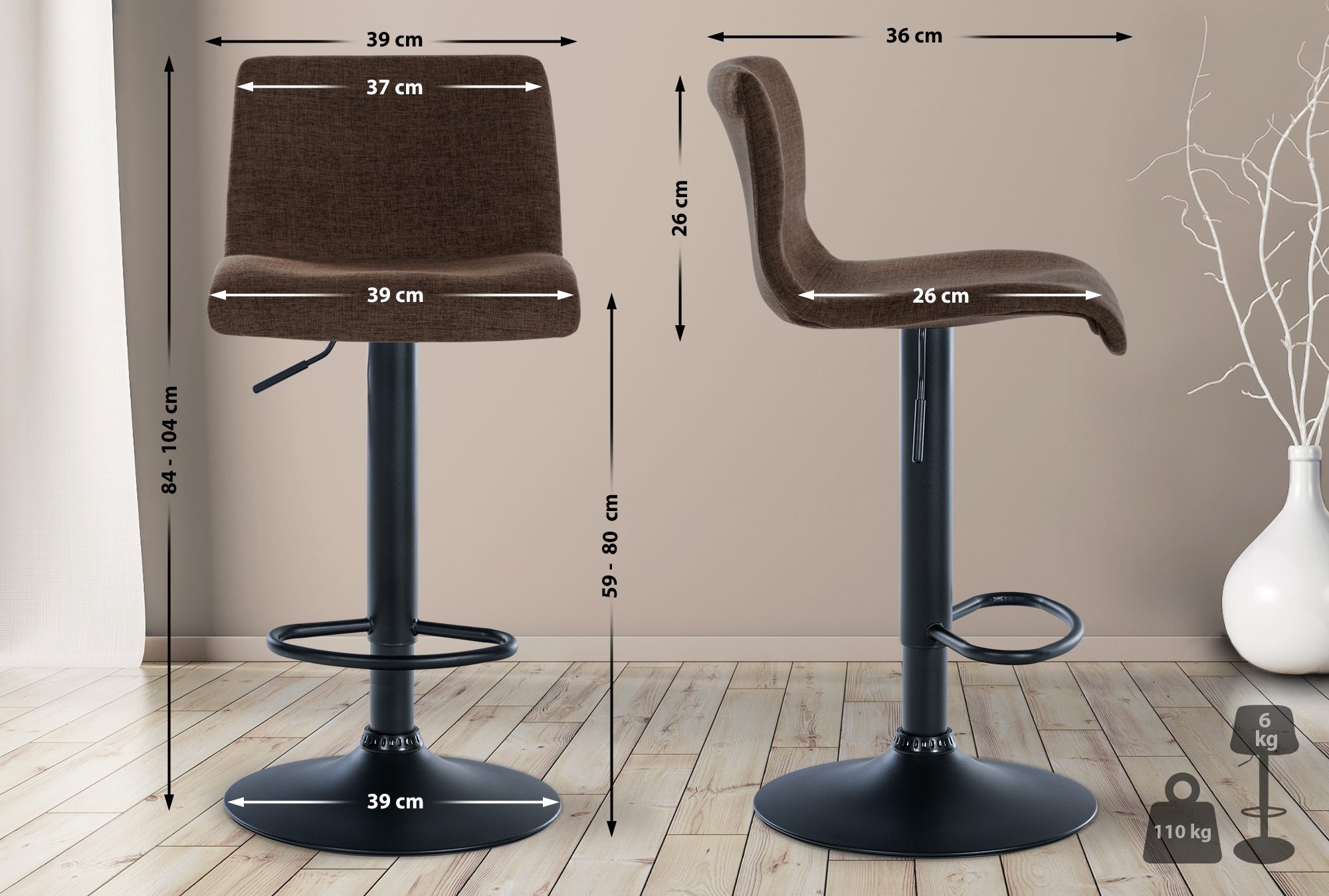 Set de 2 Taburetes de bar Branford