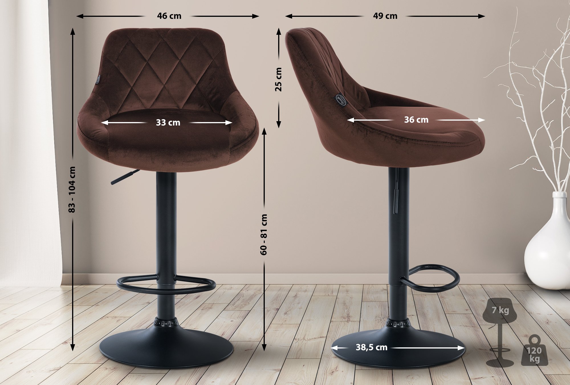 Set de 2 Taburetes Lazio en terciopelo