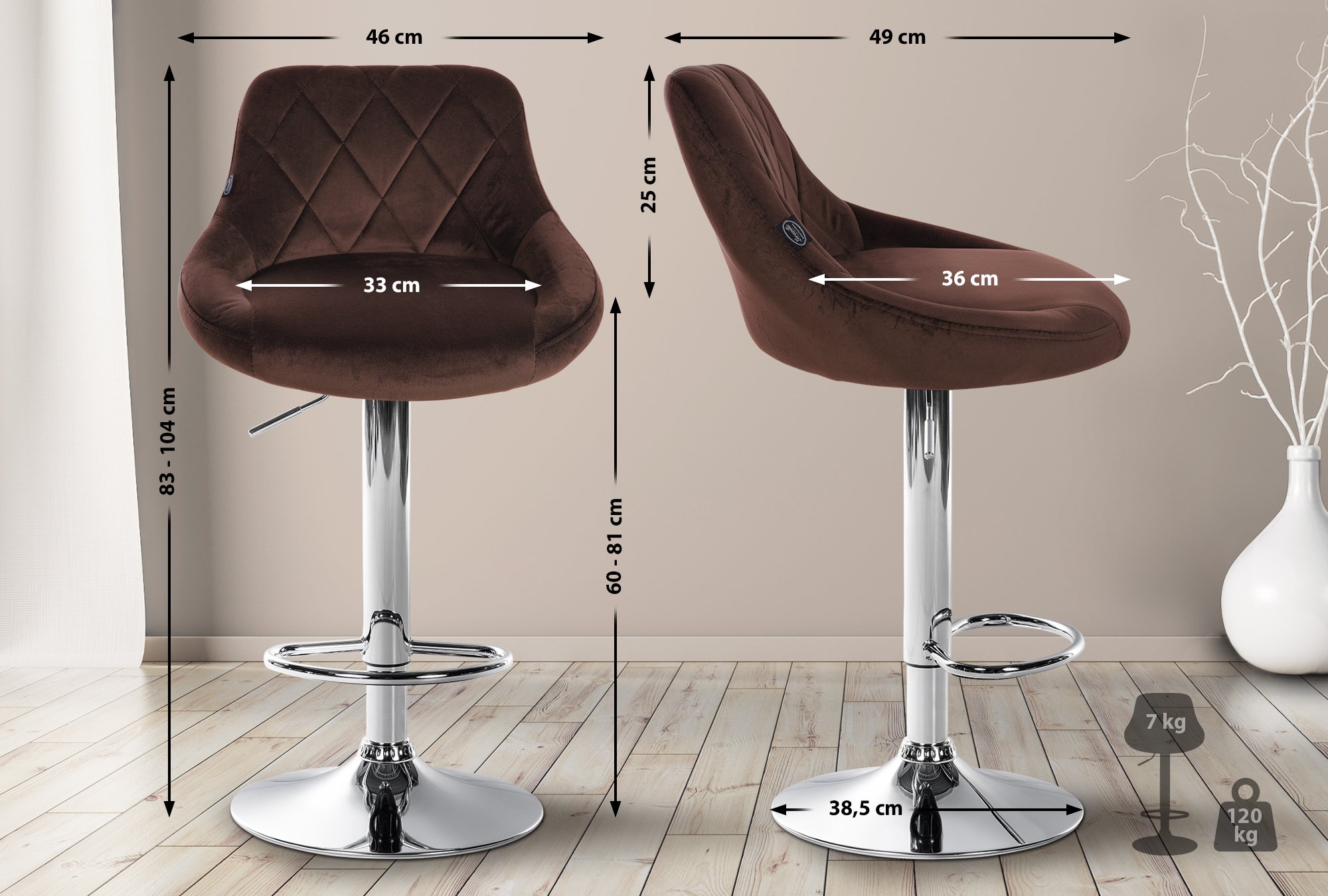 Set de 2 Taburetes Lazio en terciopelo