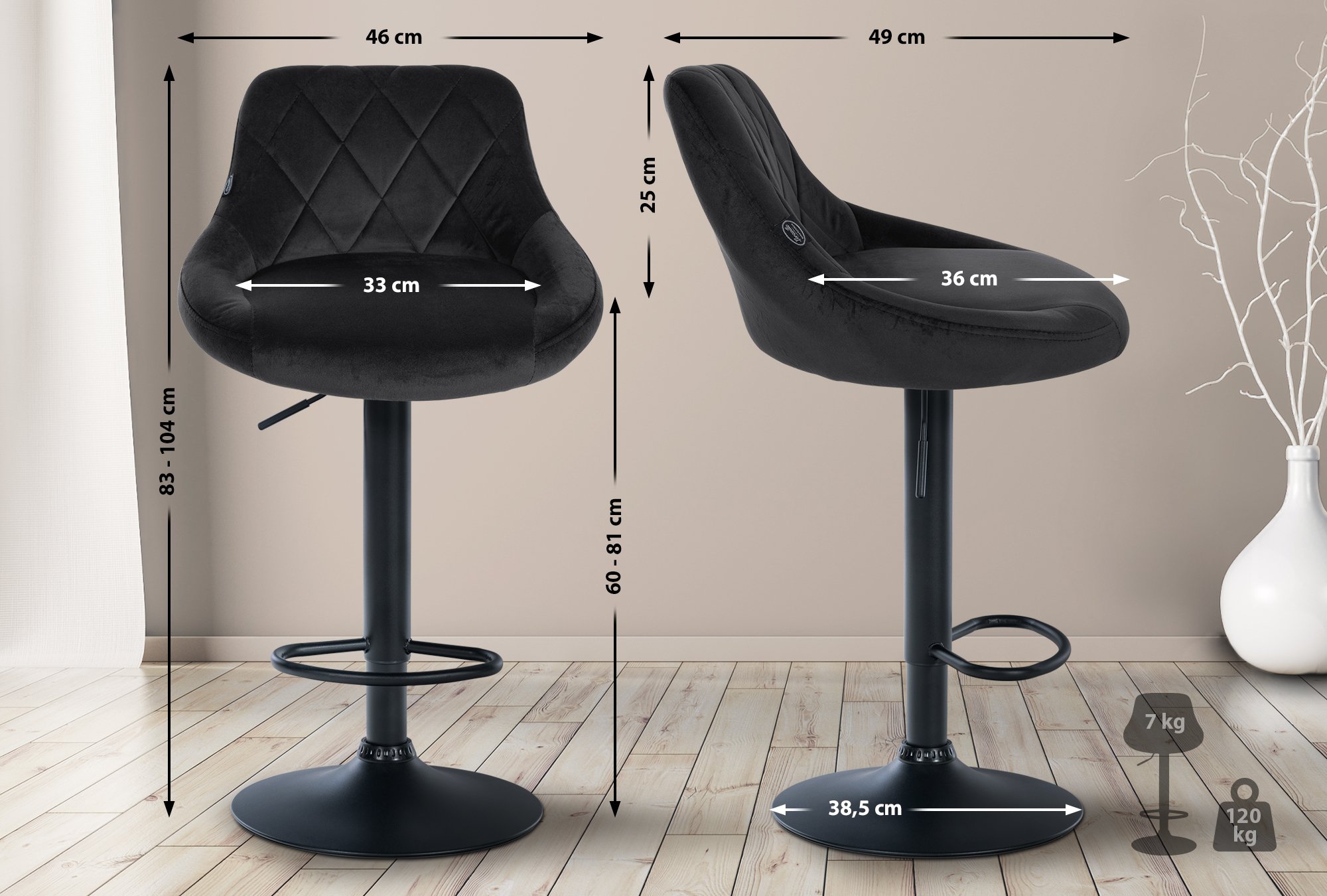 Set de 2 Taburetes Lazio en terciopelo