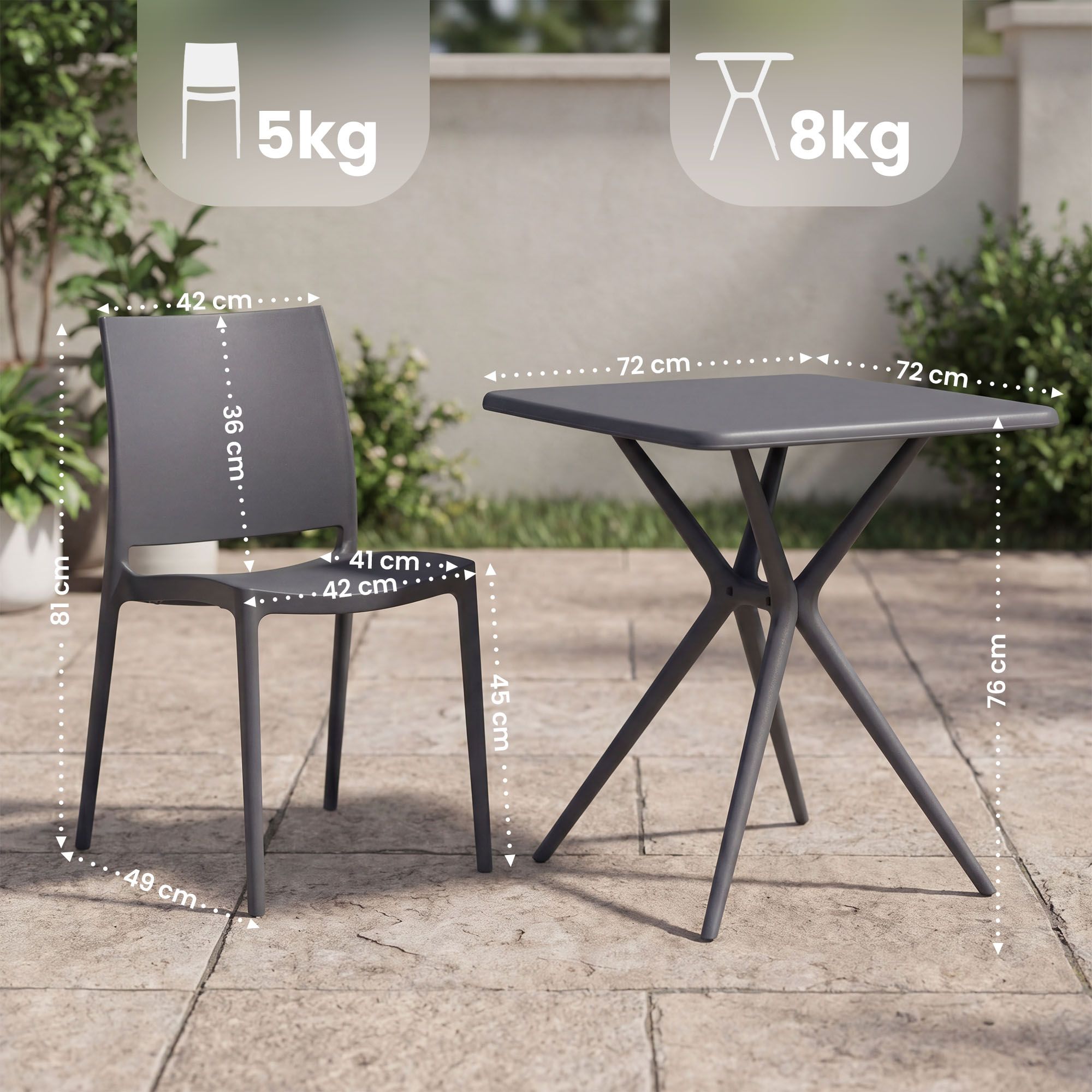 Conjunto de muebles de jardin Amino con 2 sillas