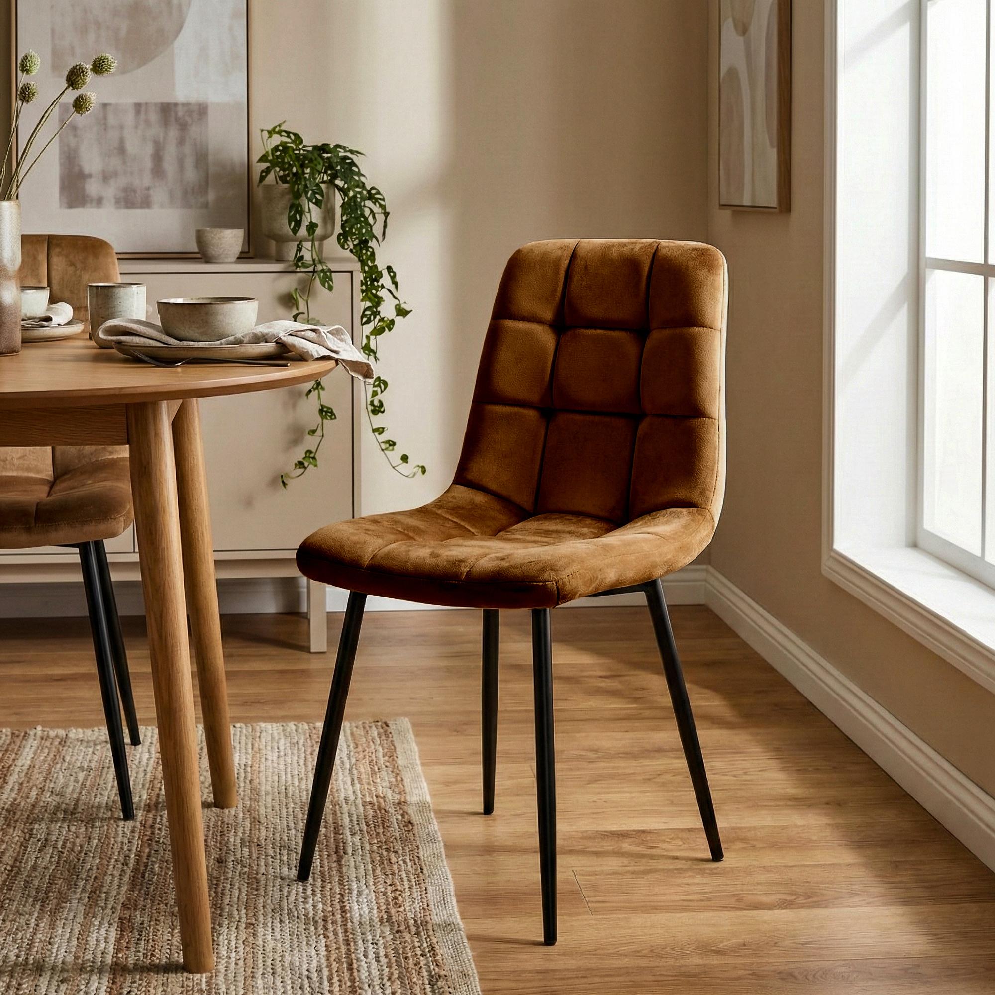 Silla de comedor Antibes tapizada en terciopelo