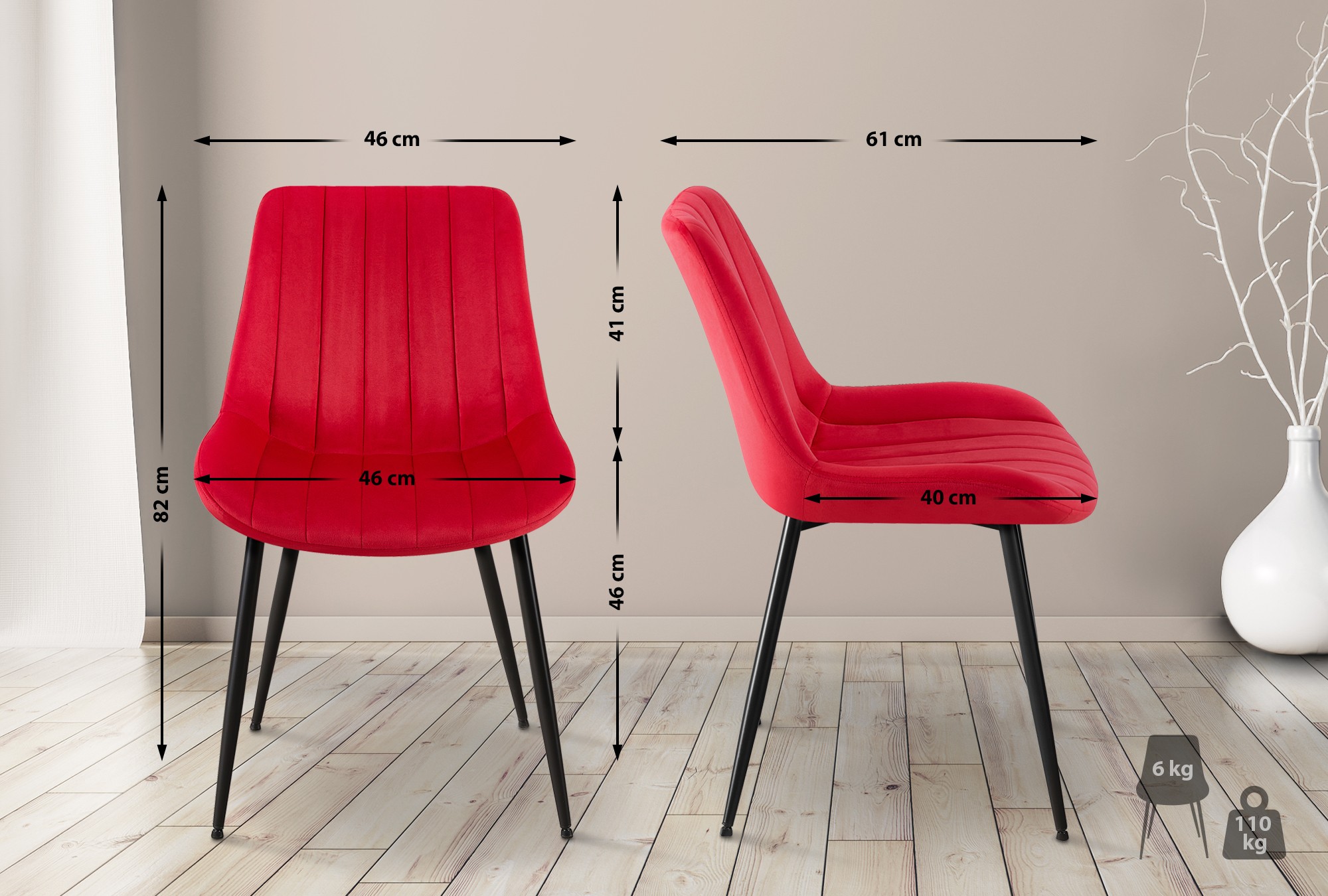 Silla de comedor Rahden en terciopelo