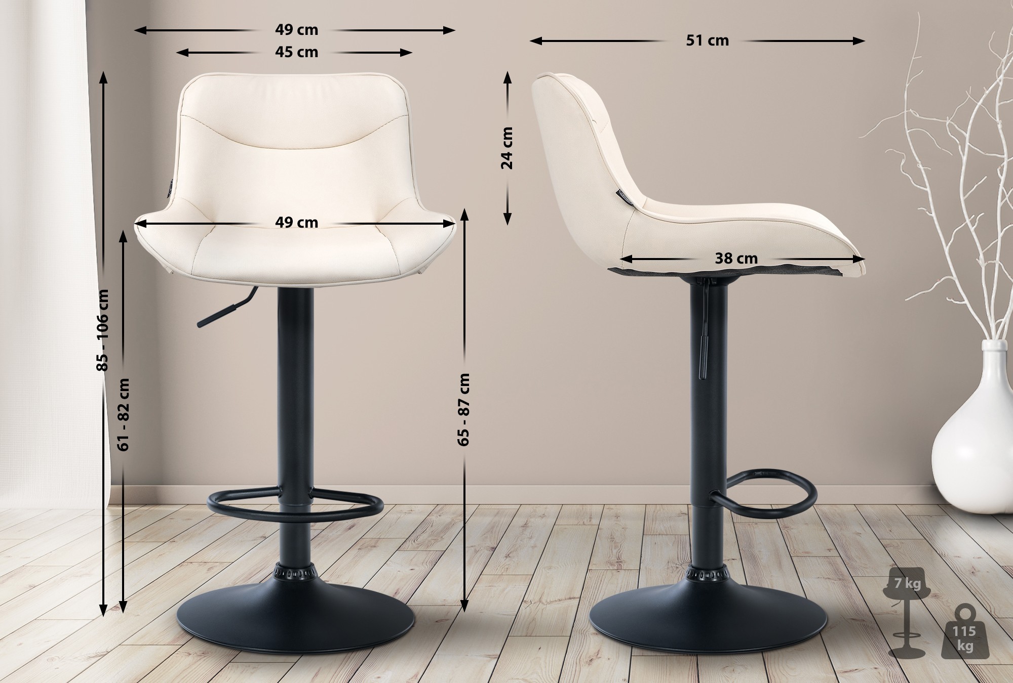 Taburete de bar Vonore en polipiel
