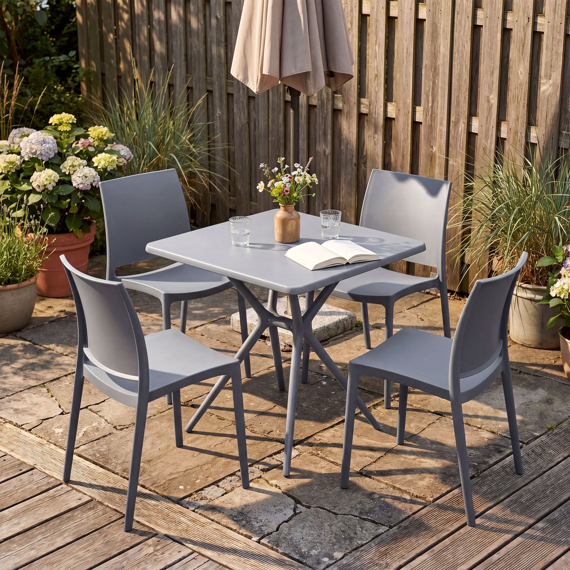 Conjunto de Muebles de Jardín Amino con 4 Sillas