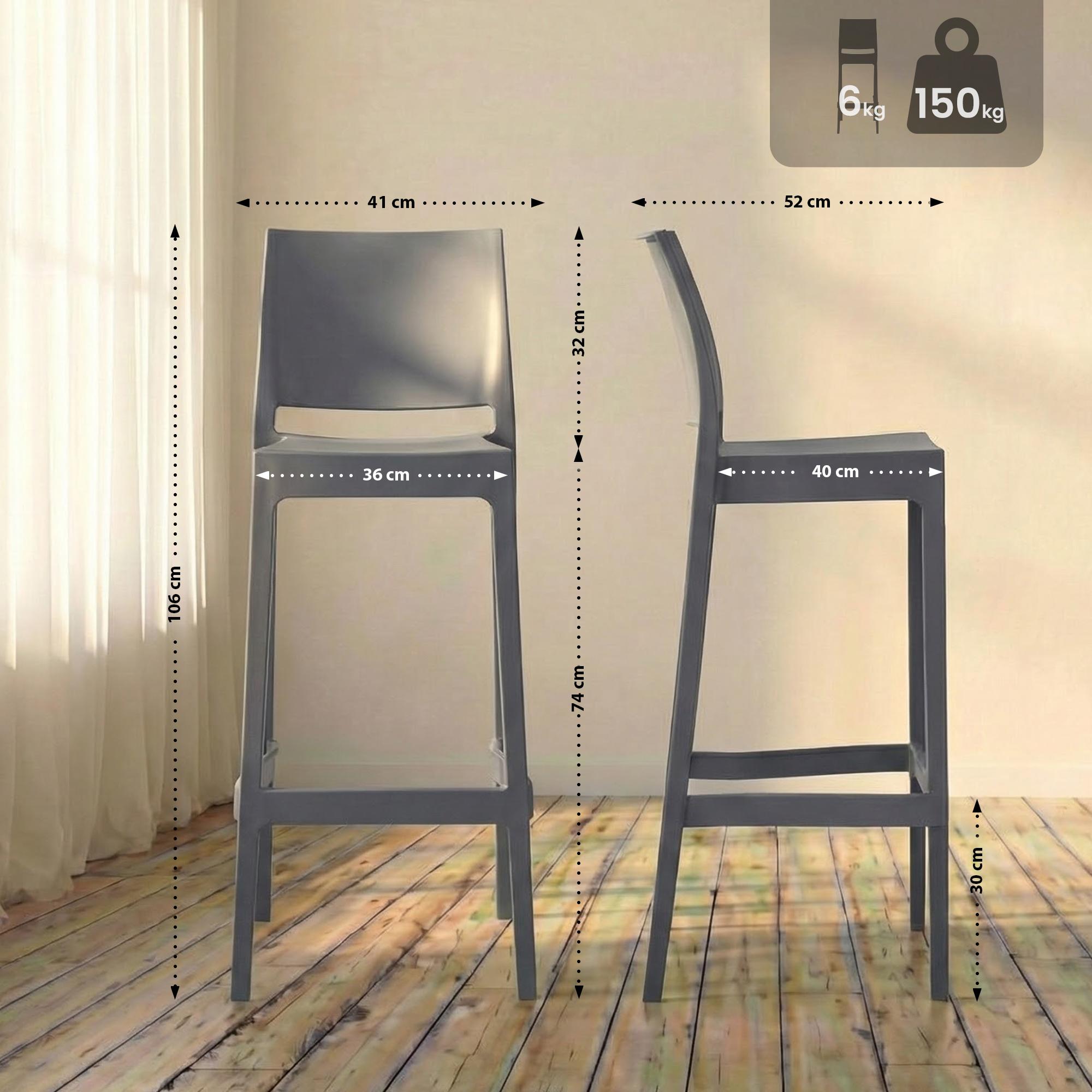 Taburete de bar Flamur - Silla alta de diseño moderno con protector de suelo y fácil montaje