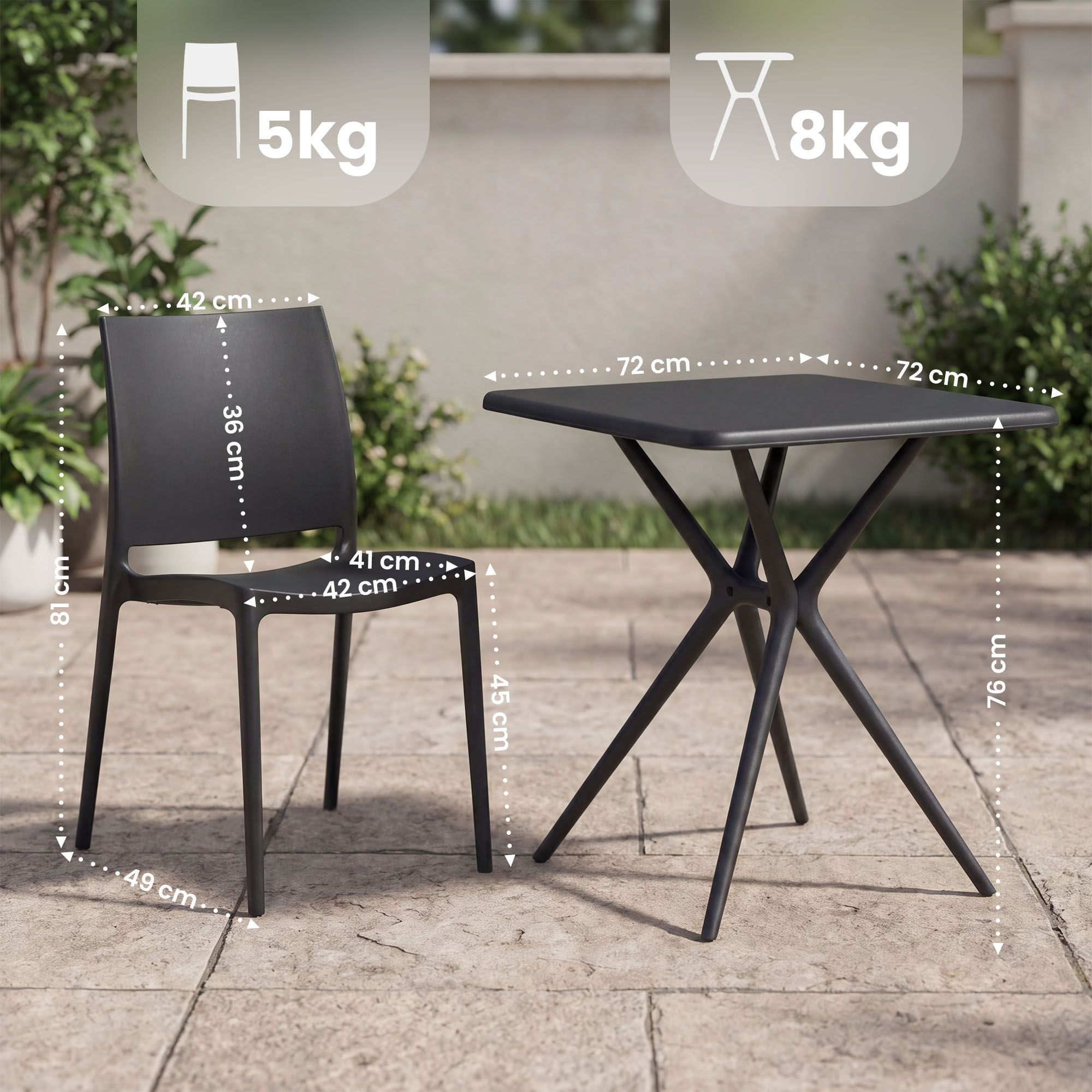 Conjunto de Muebles de Jardín Amino con 4 Sillas