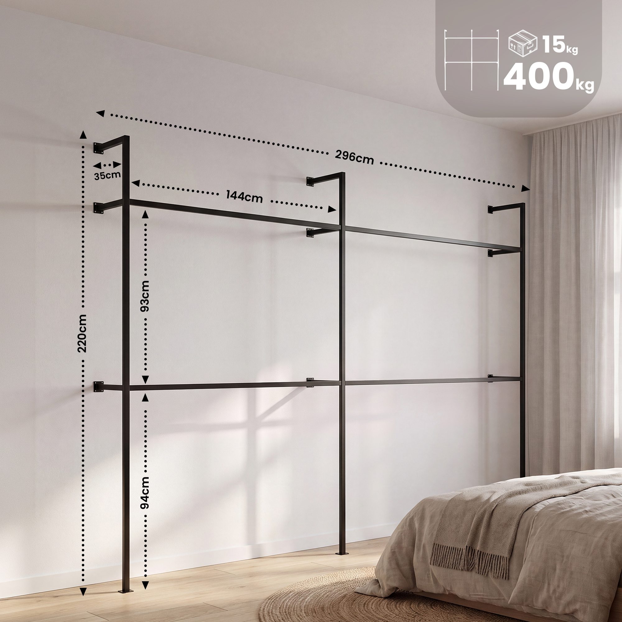 Perchero de pared Arundel, negro