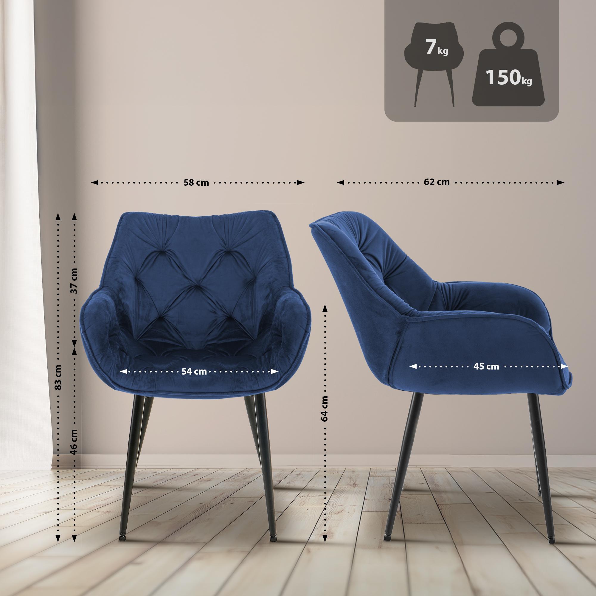 Set de 4 sillas Tanna de salón en terciopelo