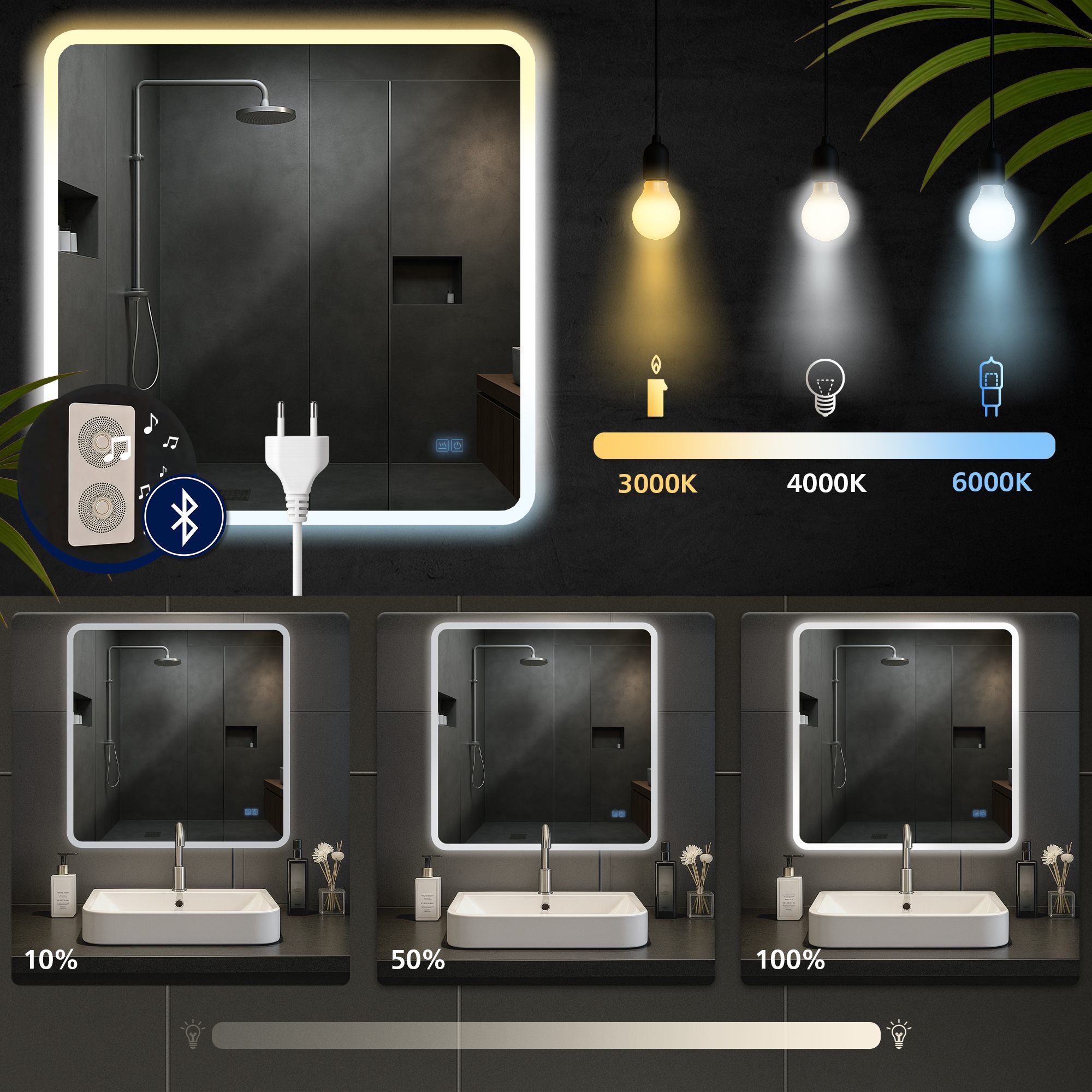 Espejo de baño Jericho con Bluetooth