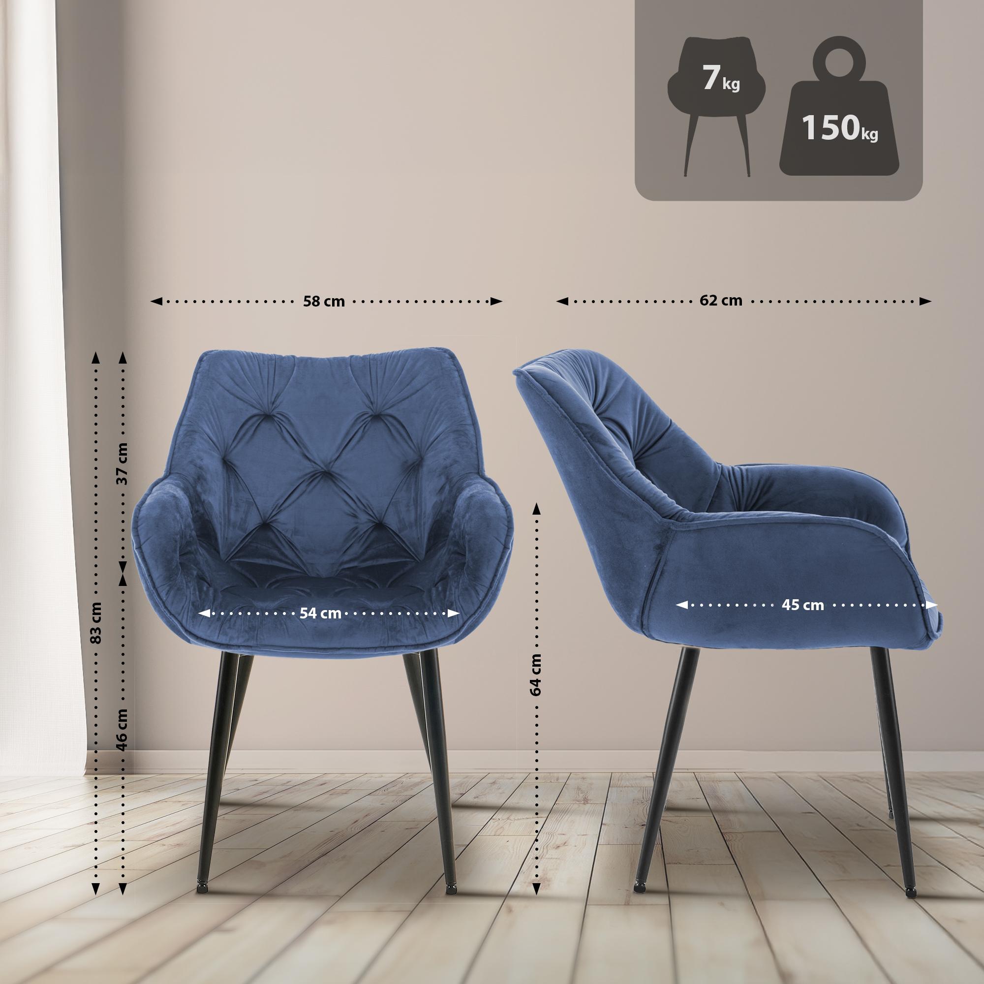 Set de 4 sillas Tanna de salón en terciopelo