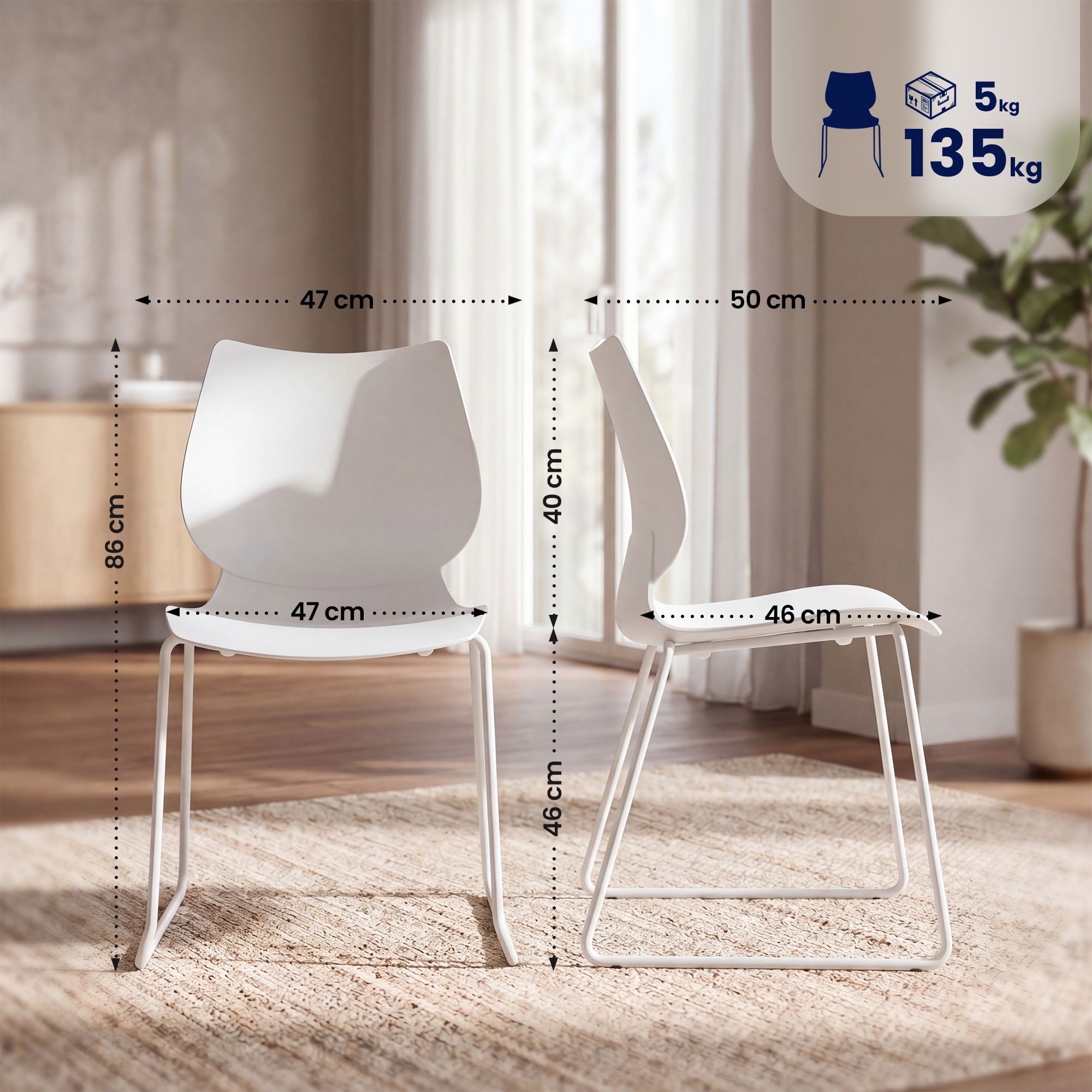 Set de 4 sillas apilables Houma
