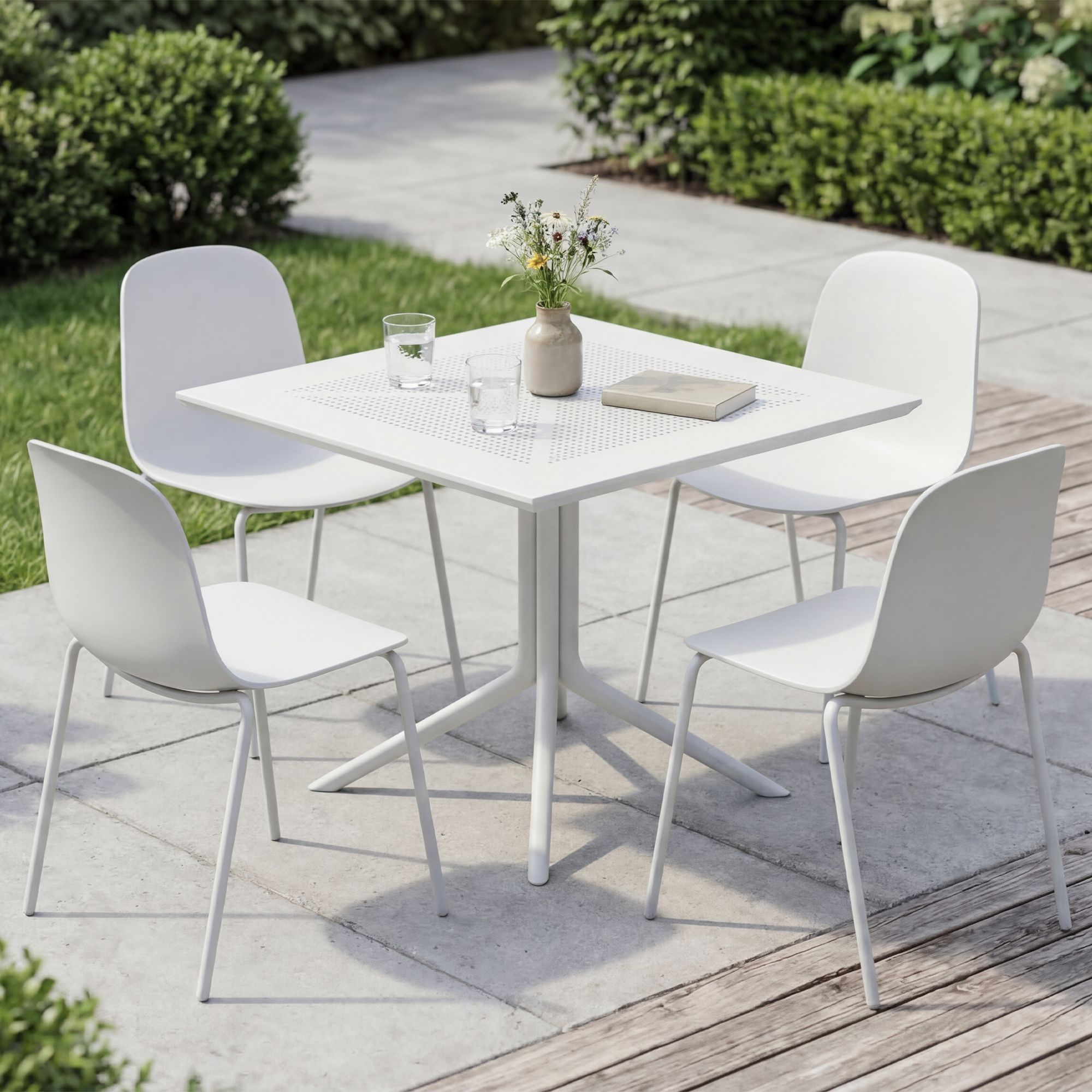 Conjunto de muebles de jardín Zeron con 4 sillas