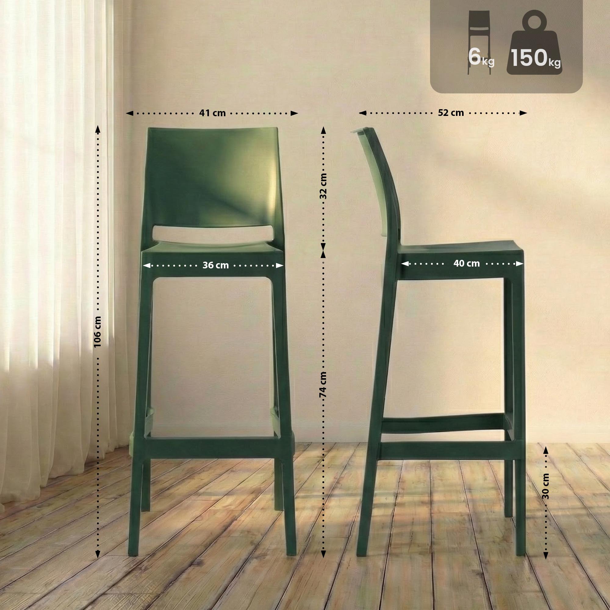 Taburete de bar Flamur - Silla alta de diseño moderno con protector de suelo y fácil montaje