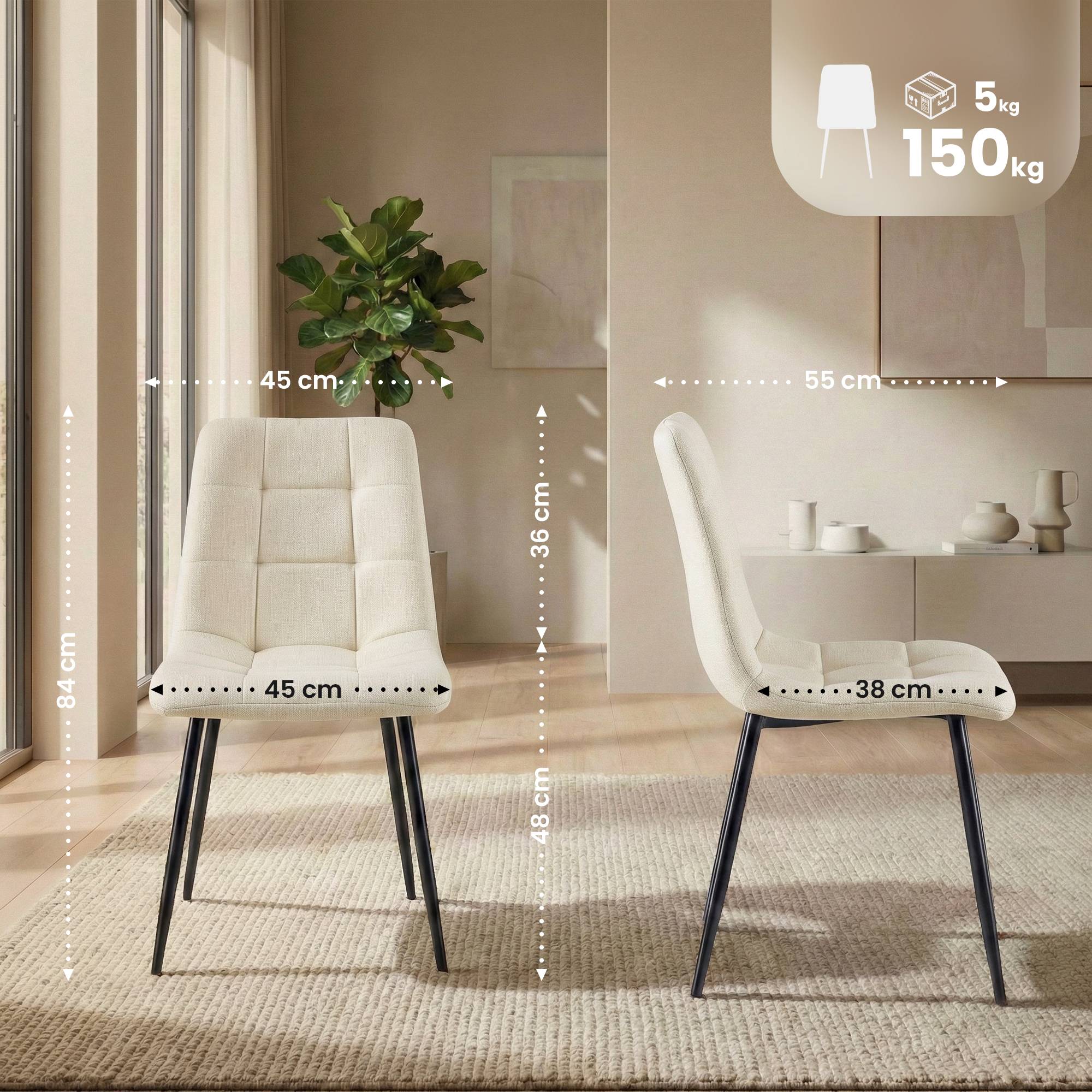 Silla de comedor Antibes de tela