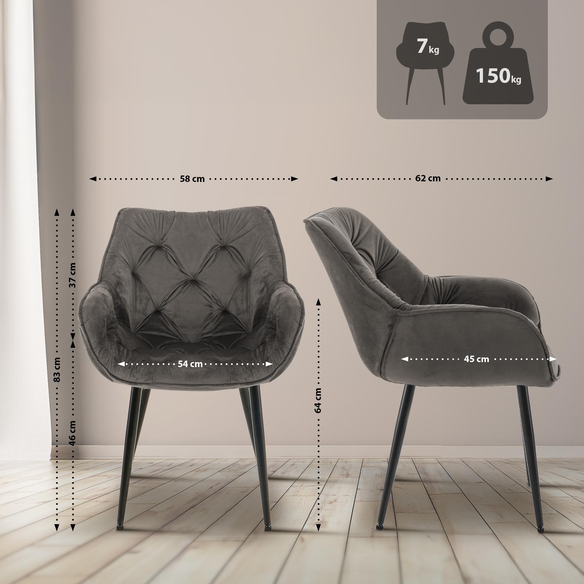 Set de 4 sillas Tanna de salón en terciopelo