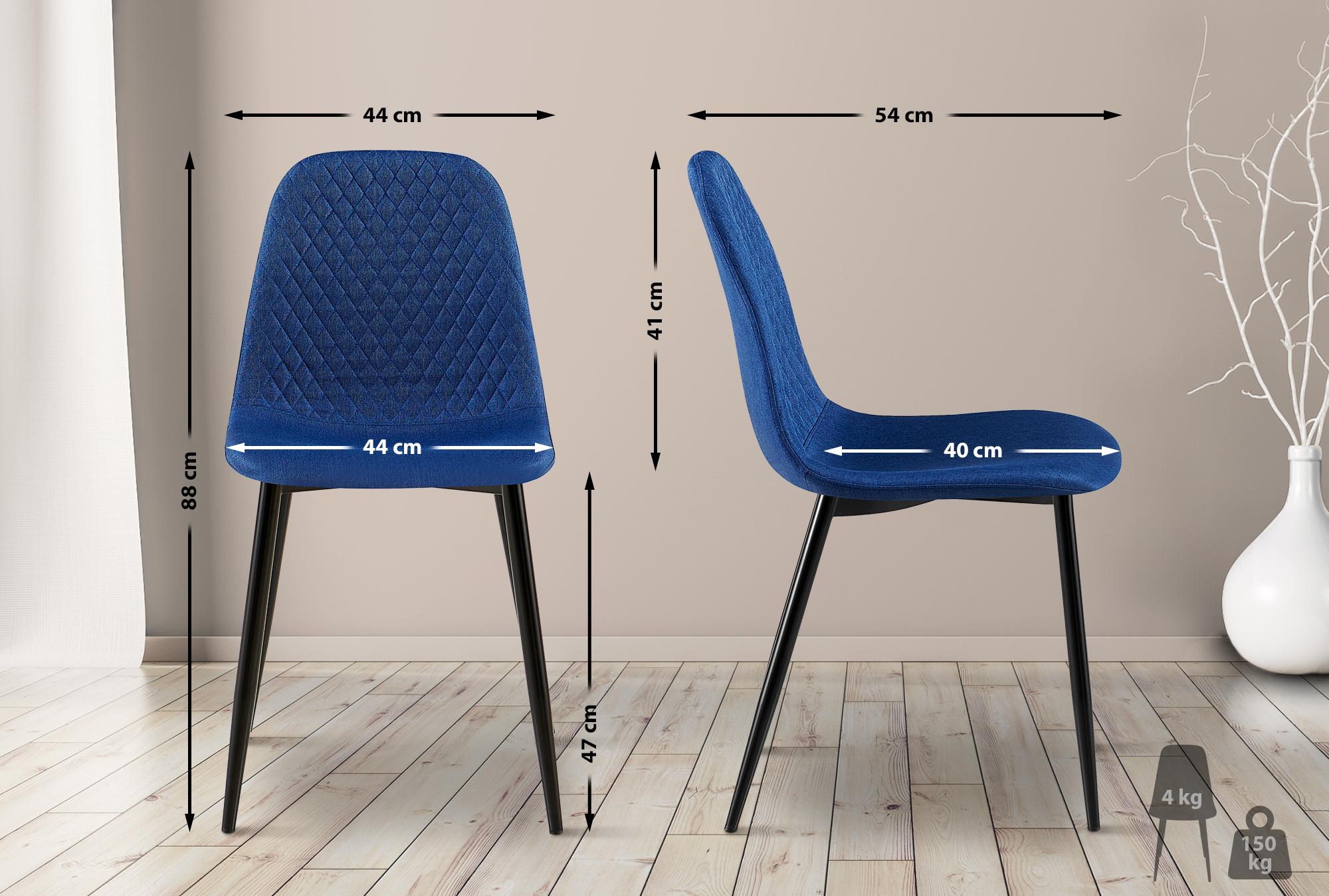 Set de 4 sillas de comedor Giverny en tela o terciopelo
